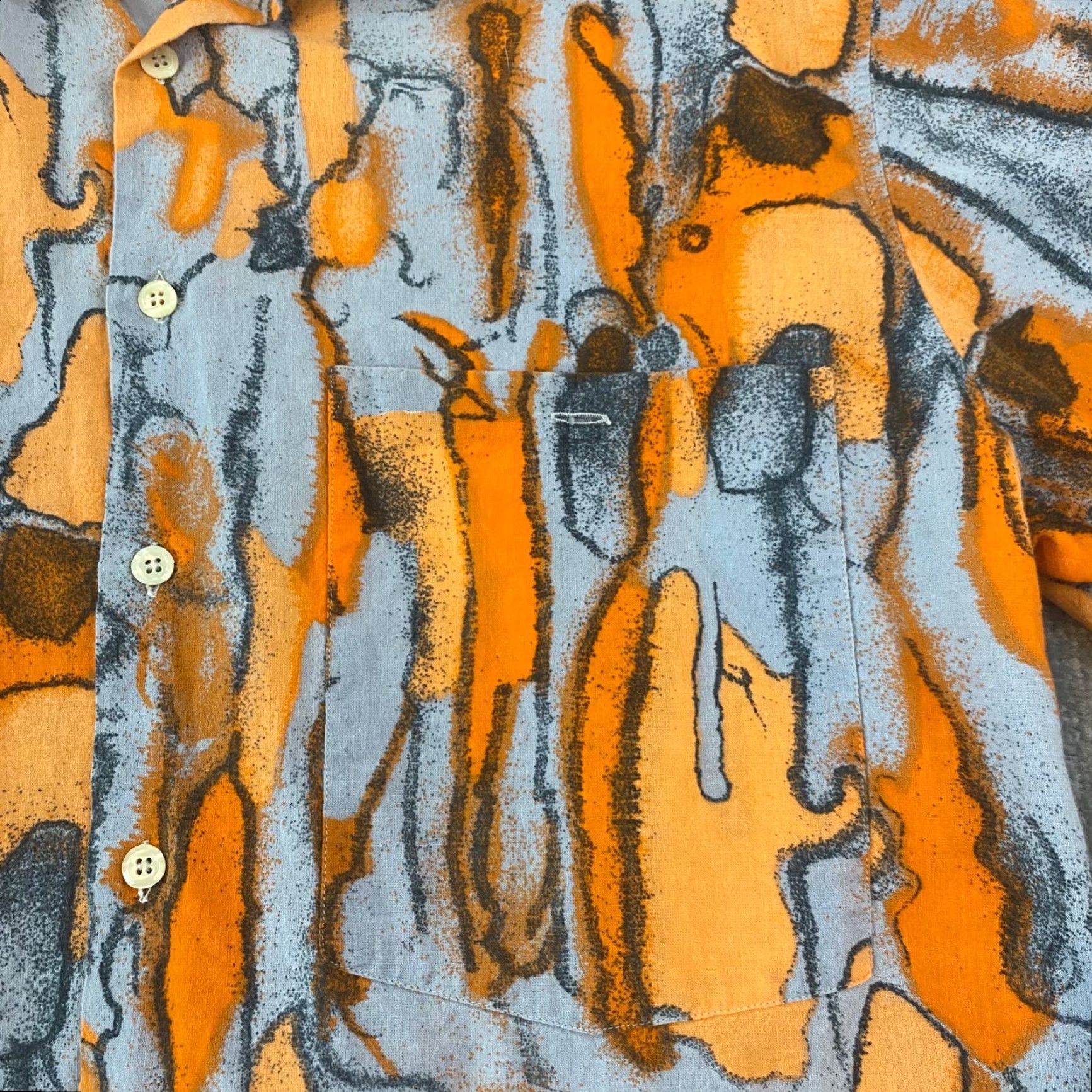 Other Other World Shirt Mens 4 Medium Multicolor Orange Gray Graffiti Button Up Spain Jams Like Size US M / EU 48-50 / 2 - 4 Thumbnail