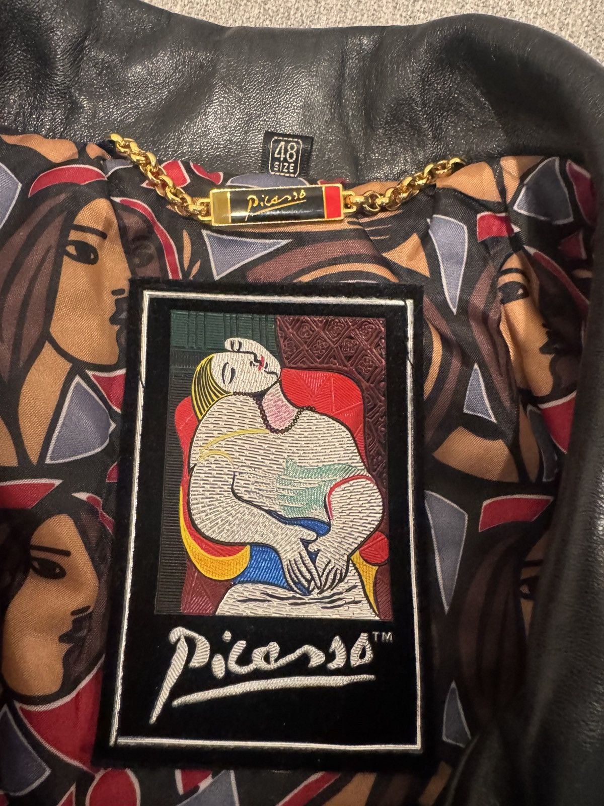 Other RARE 90s Picasso Muses Sheepskin Leather Bomber wearable art Size US M / EU 48-50 / 2 - 6 Thumbnail