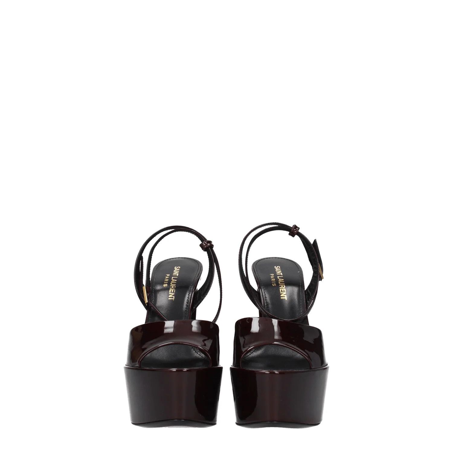 Saint Laurent Paris ob1o1e1124 Patent Leather Sandals in Burgandy Size US 8.5 / IT 38.5 - 3 Thumbnail
