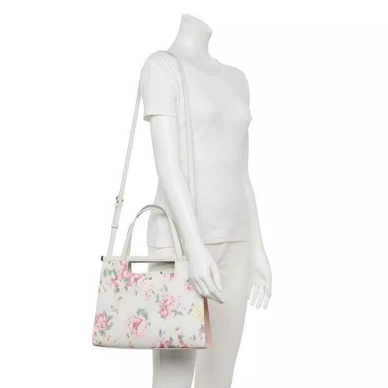 Lauren Conrad LC Lauren Conrad Floral Print White Handbag w Shoulder Strap Size ONE SIZE - 3 Thumbnail