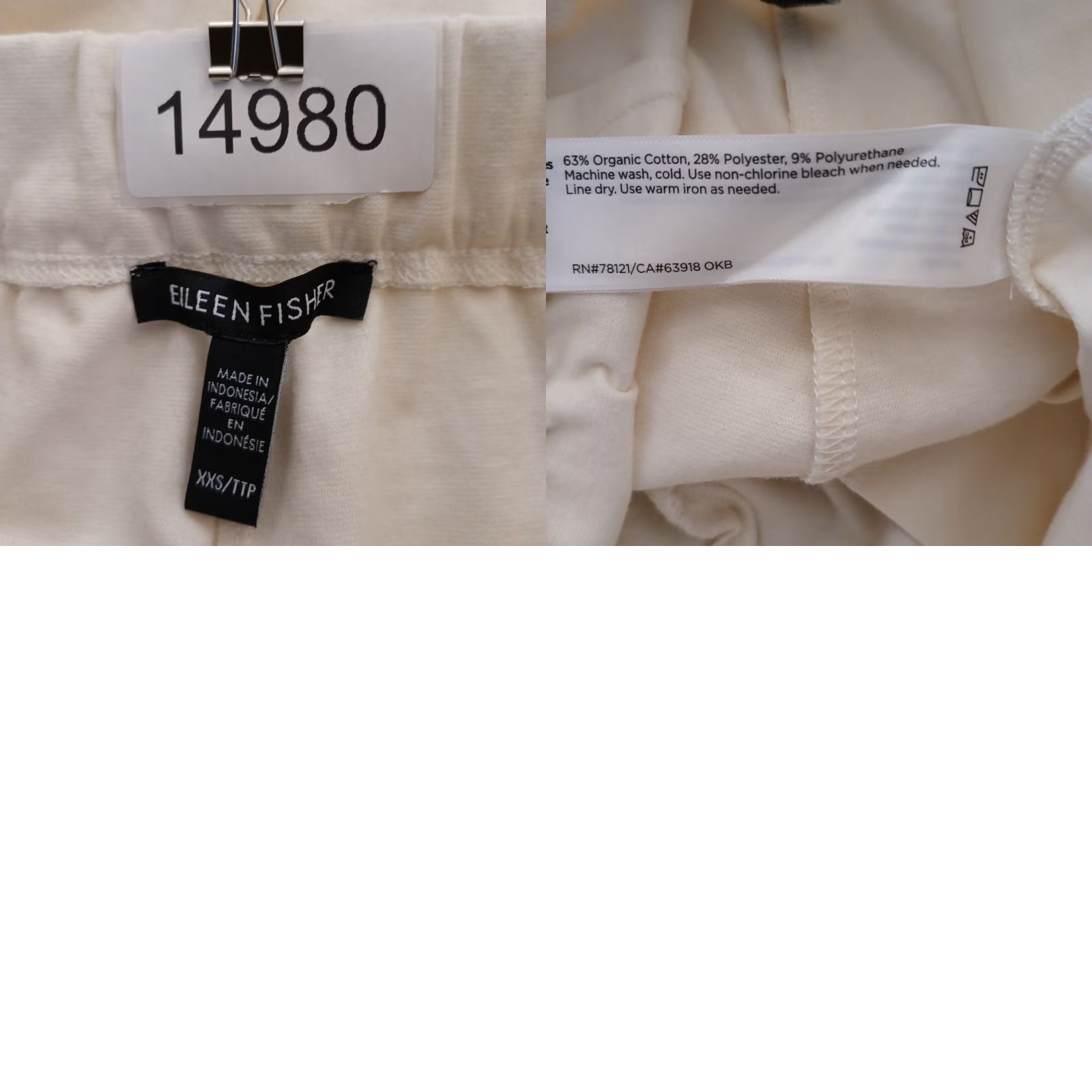 Eileen Fisher Eileen Fisher Pants Women Ankle 2XS Ivory 25x27.5 Mid Rise Pockets Straight Flat Front Cotton Blend Vintage: No Size 24" / US 00 / IT 34 - 9 Thumbnail