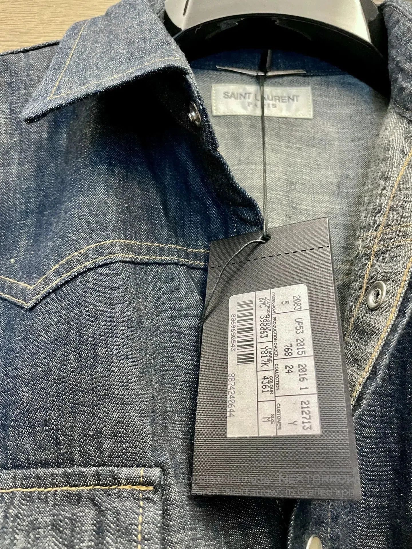 Saint Laurent Paris Blue Denim Long Sleeve Button-Up Shirt. Size US M / EU 48-50 / 2 - 6 Thumbnail
