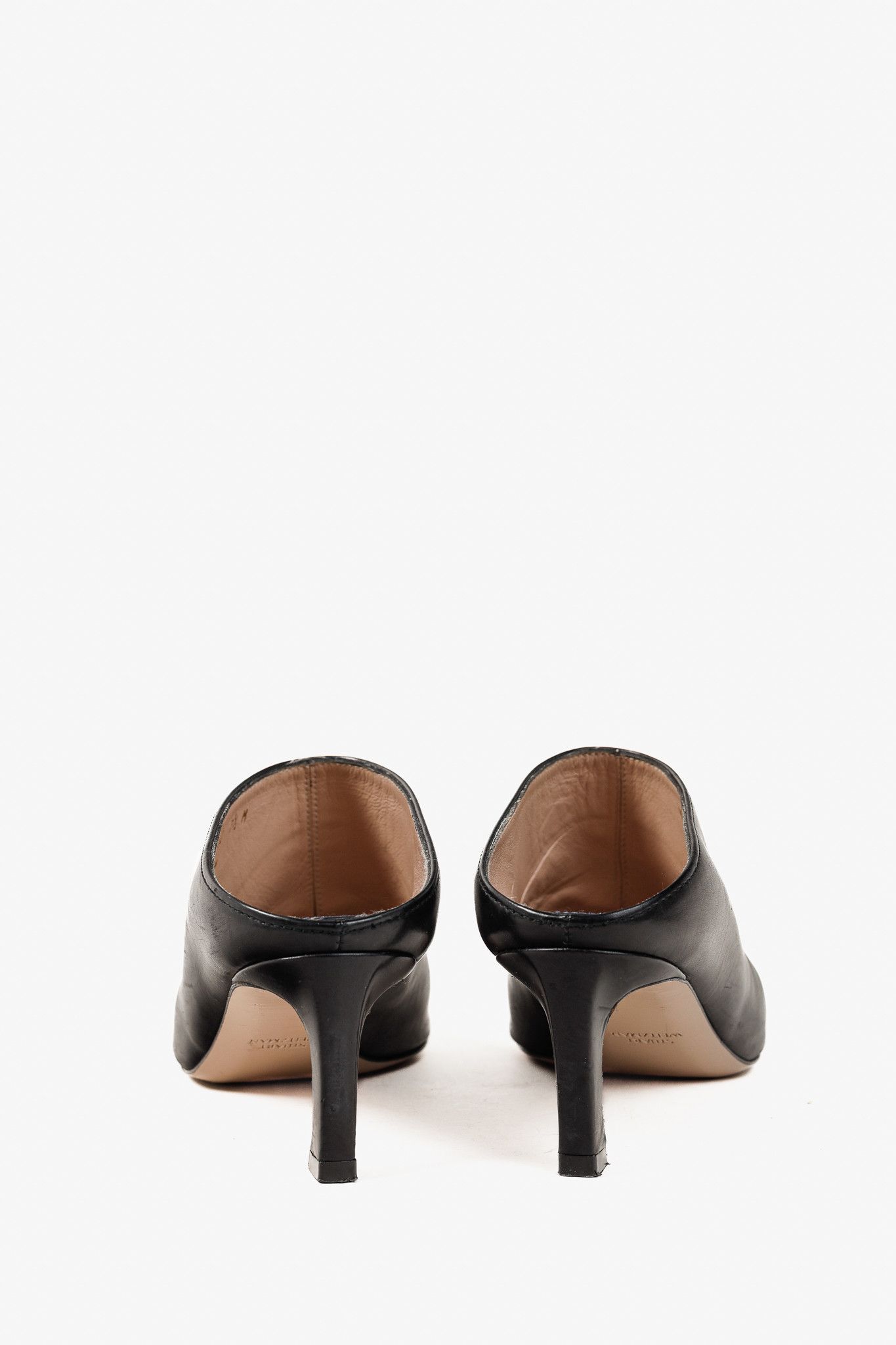 Stuart Weitzman Stuart Weitzman Mira Nero Leather Pointed-Toe Mules Size US 7.5 / IT 37.5 - 3 Thumbnail