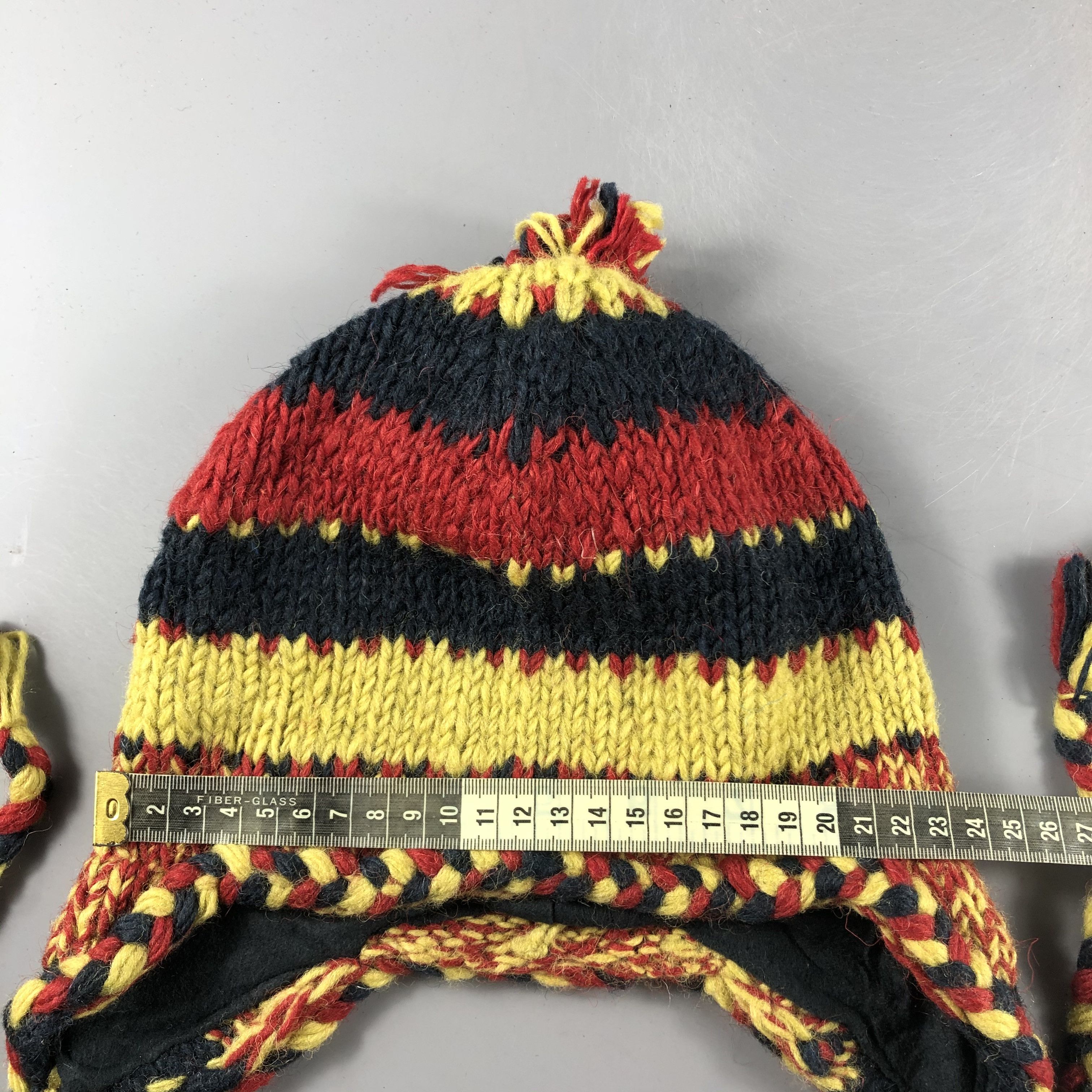 Japanese Brand × Vintage Unknown Stripe Ear Flap Hat Beanie Snow Hat Snow Cap -D181 Size ONE SIZE - 4 Thumbnail