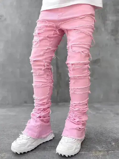 Jean Pink Color Heavyweight Streetwise Stretch Patch Denim Pant Size US 30 / EU 46 - 3 Thumbnail