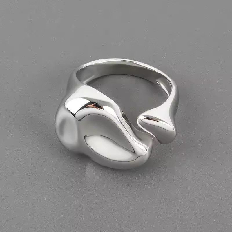 Jewelry Minimalistic Silver Color Irregular Ring Size ONE SIZE - 1 Thumbnail