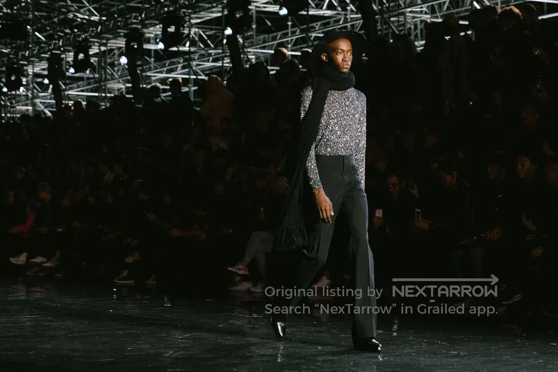 Saint Laurent Paris Saint Laurent Silver Sequin Sweater. Size L / US 10 / IT 46 - 9 Thumbnail