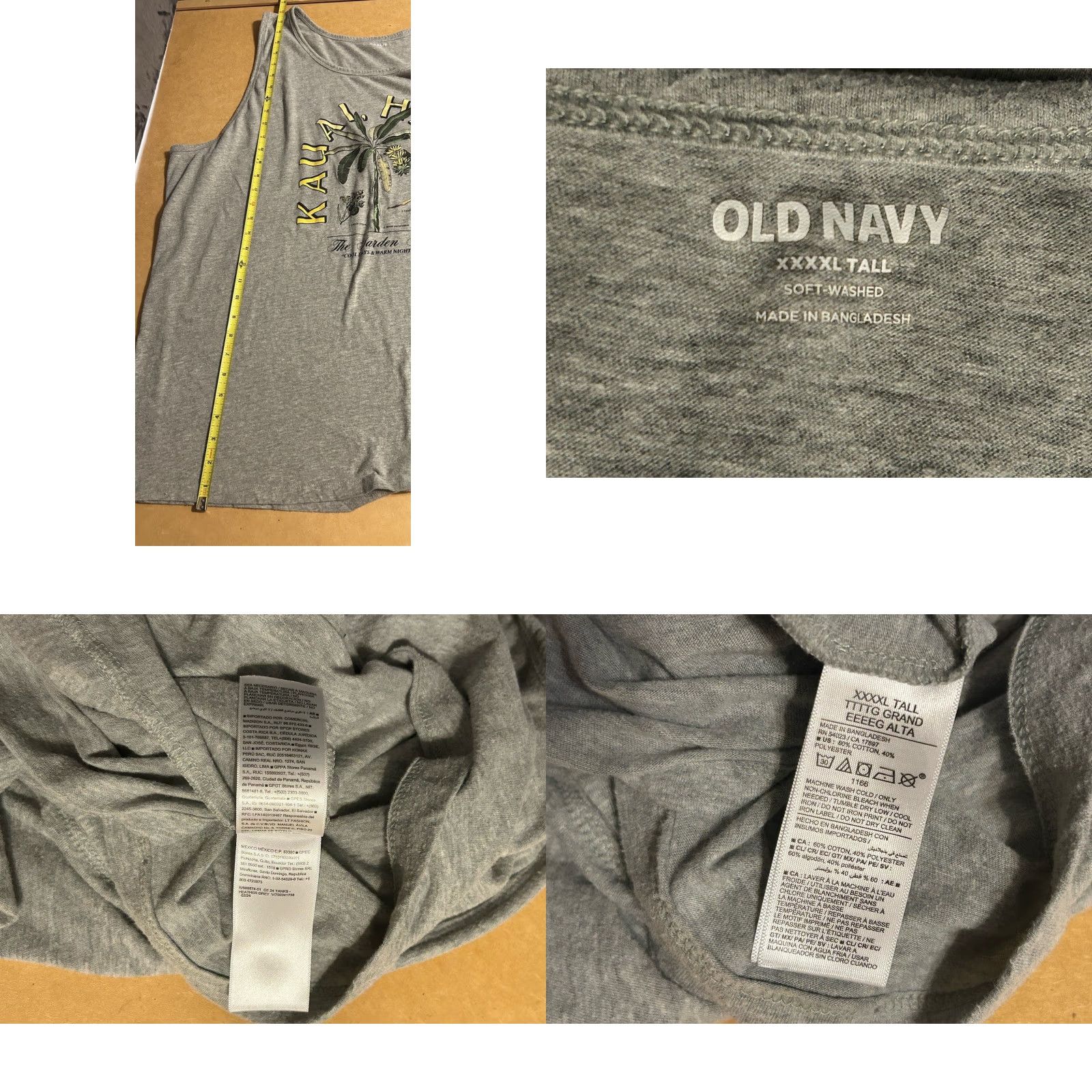 Old Navy Old Navy Kauai Hawaii Tank Top Men 4XL Heather Gray Beach Shirt Sleeveless Crew Neck Summer All Seasons Hawaii 4XL Mens Gray Tank Top Size US XXL / EU 58 / 5 - 9 Thumbnail