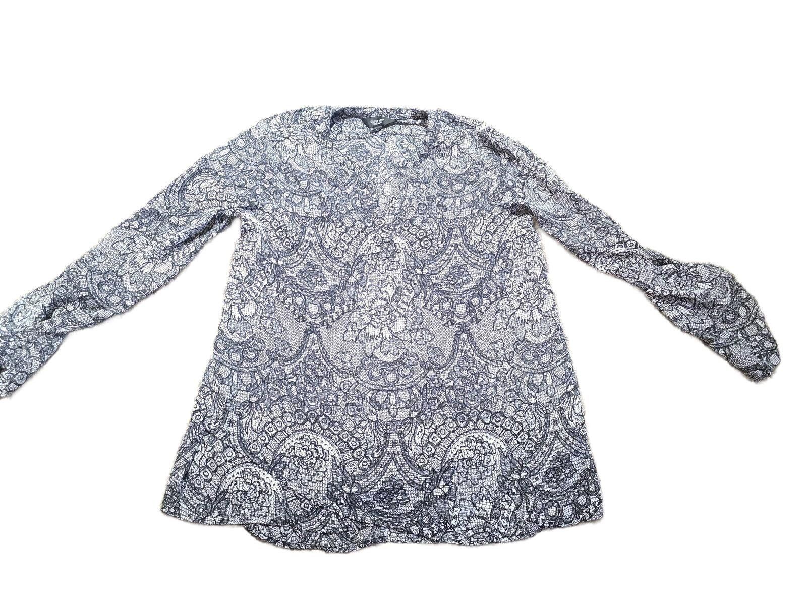 Other Simply Vera Vera Wang Black White Patterned Long Sleeve Top Size S / US 4 / IT 40 - 2 Thumbnail