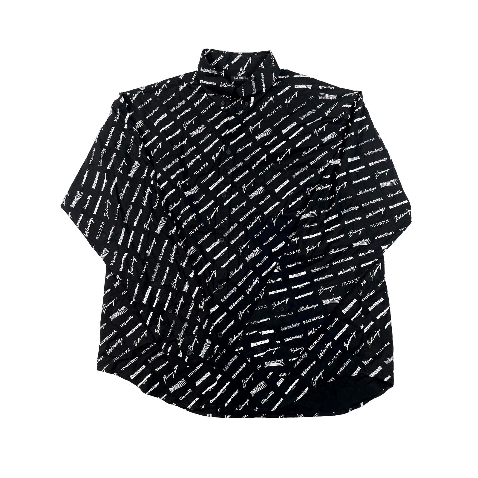 Balenciaga Balenciaga Multi Logo White & Black Button Up LS Shirt Size US L / EU 52-54 / 3 - 1 Thumbnail