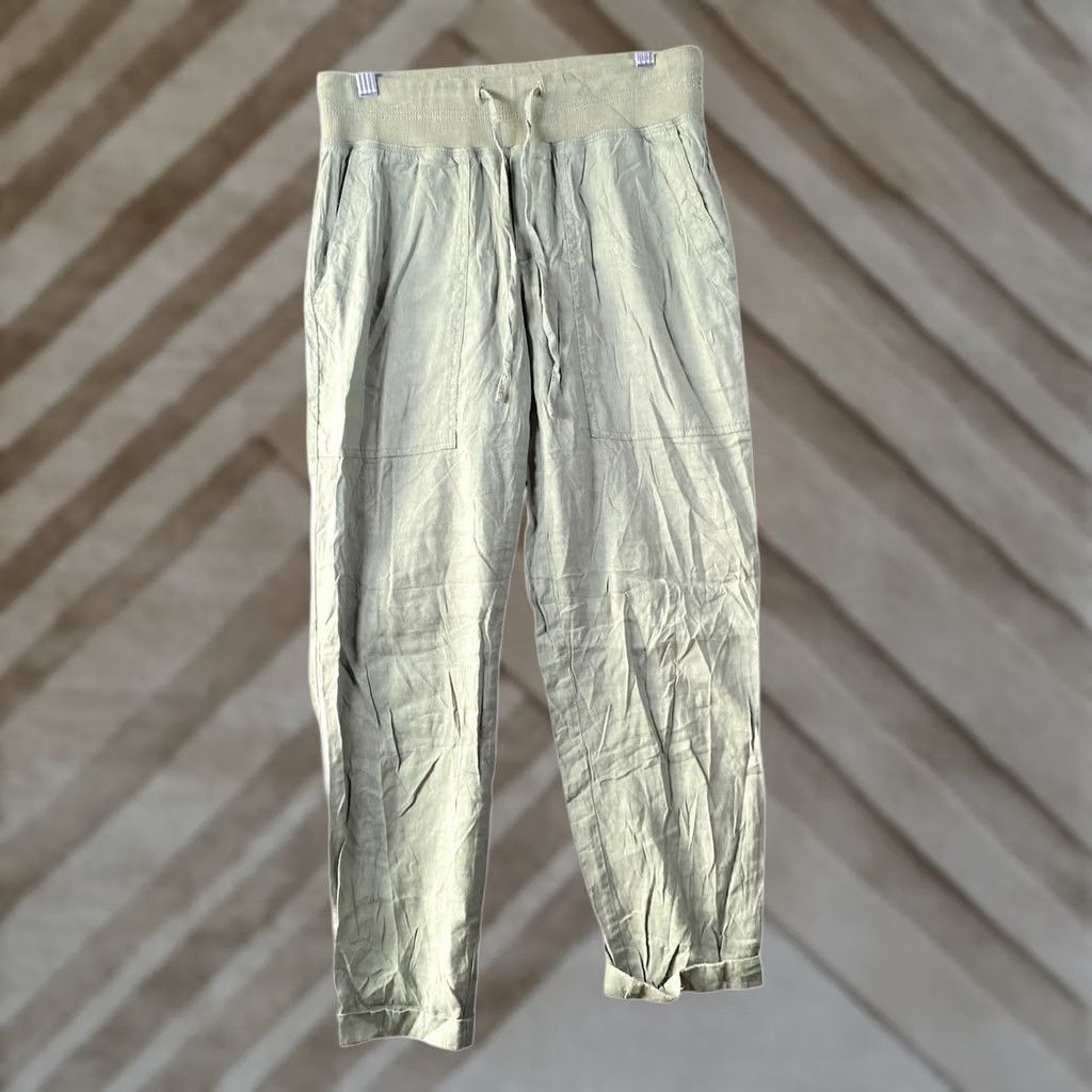 Lou & Grey Lou & Grey Womens Pants Green Jogger Drawstring Linen Capri Stretch XS Size 28" / US 6 / IT 42 - 1 Thumbnail