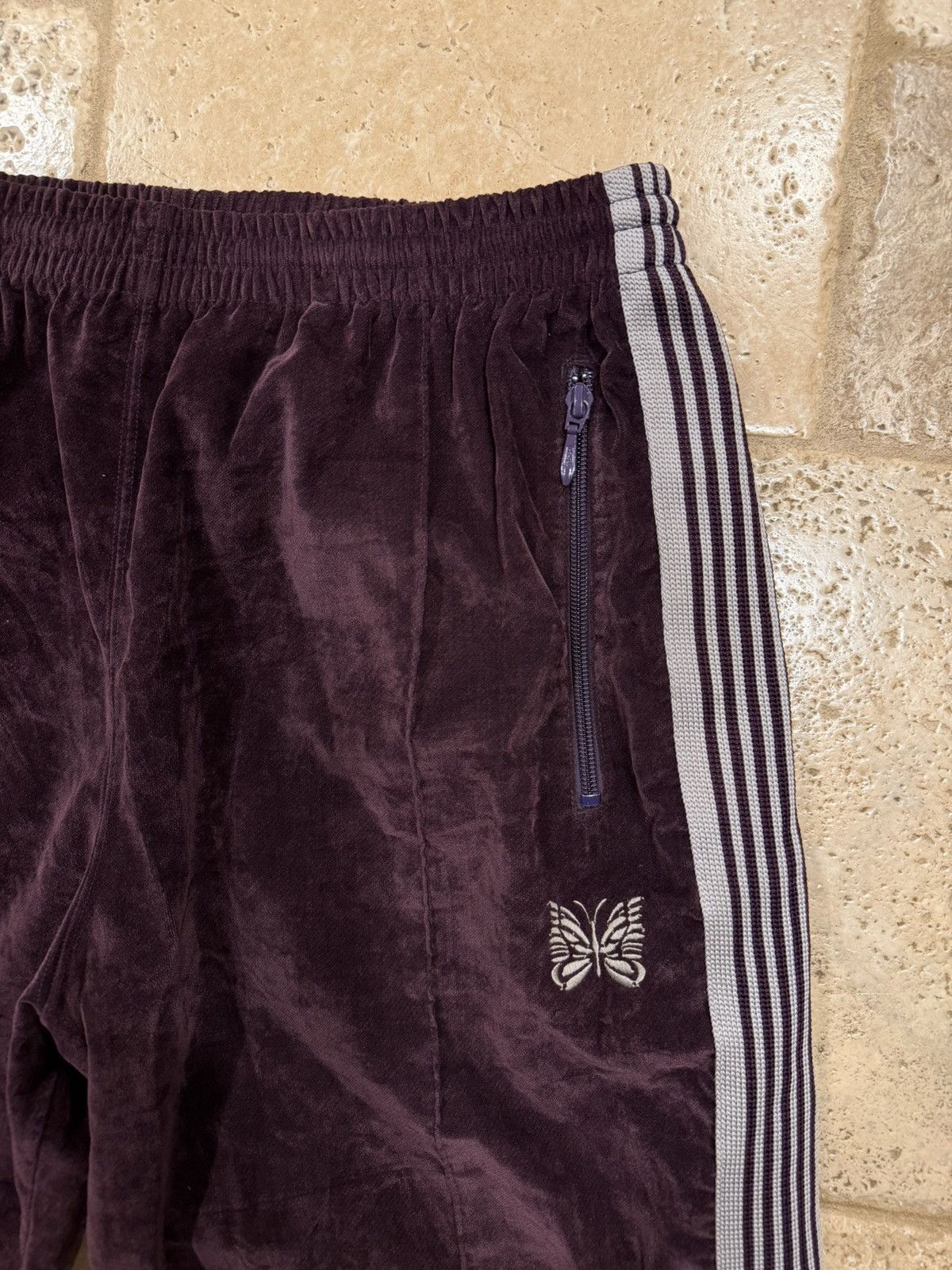 Needles Needles Velour Velvet Burgandy Red Striped Track Pants Size US 34 / EU 50 - 4 Thumbnail