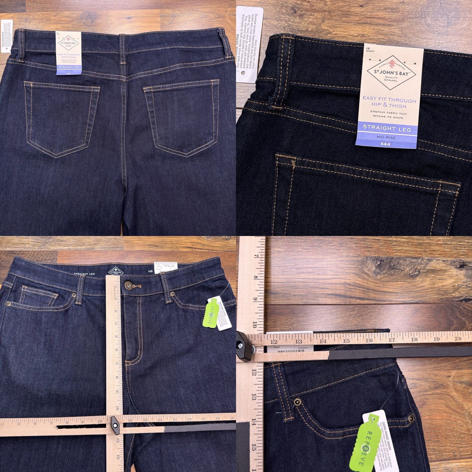 Vintage St Johns Bay Jeans Womens 14S Rinse Stretch Regular Straight 5-Pocket Denim Blue Size 36" / US 14 / IT 50 - 8 Thumbnail