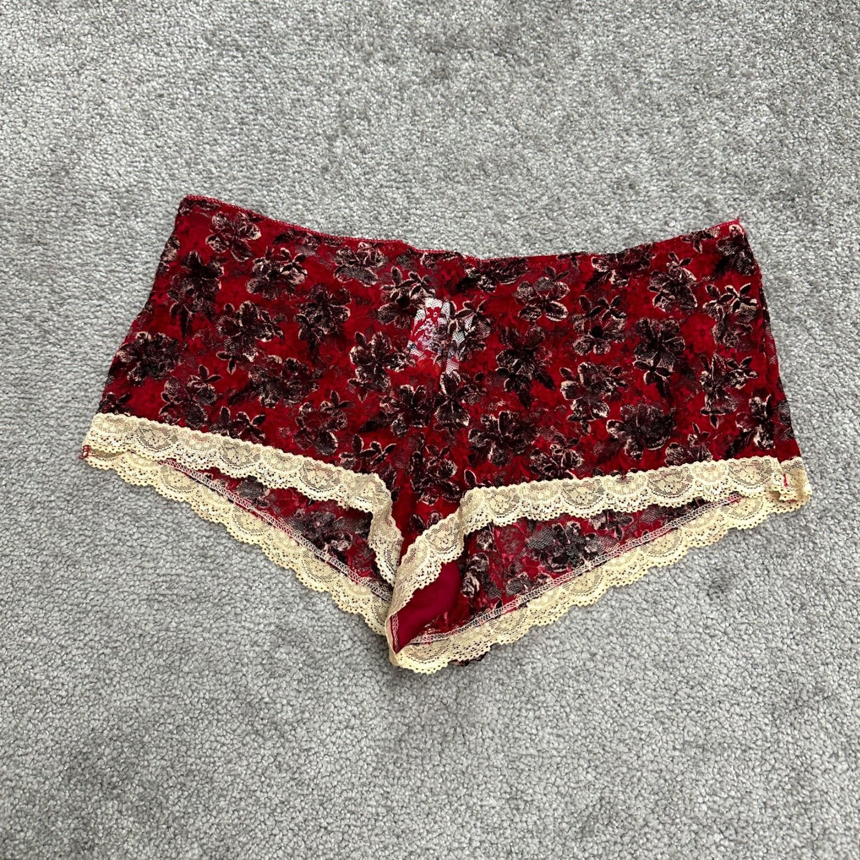 Vintage Black Fuchsia Panties Women 2X Red Lace Floral Bow Seamless Brief NWT Plus Size Womens Size ONE SIZE - 2 Thumbnail
