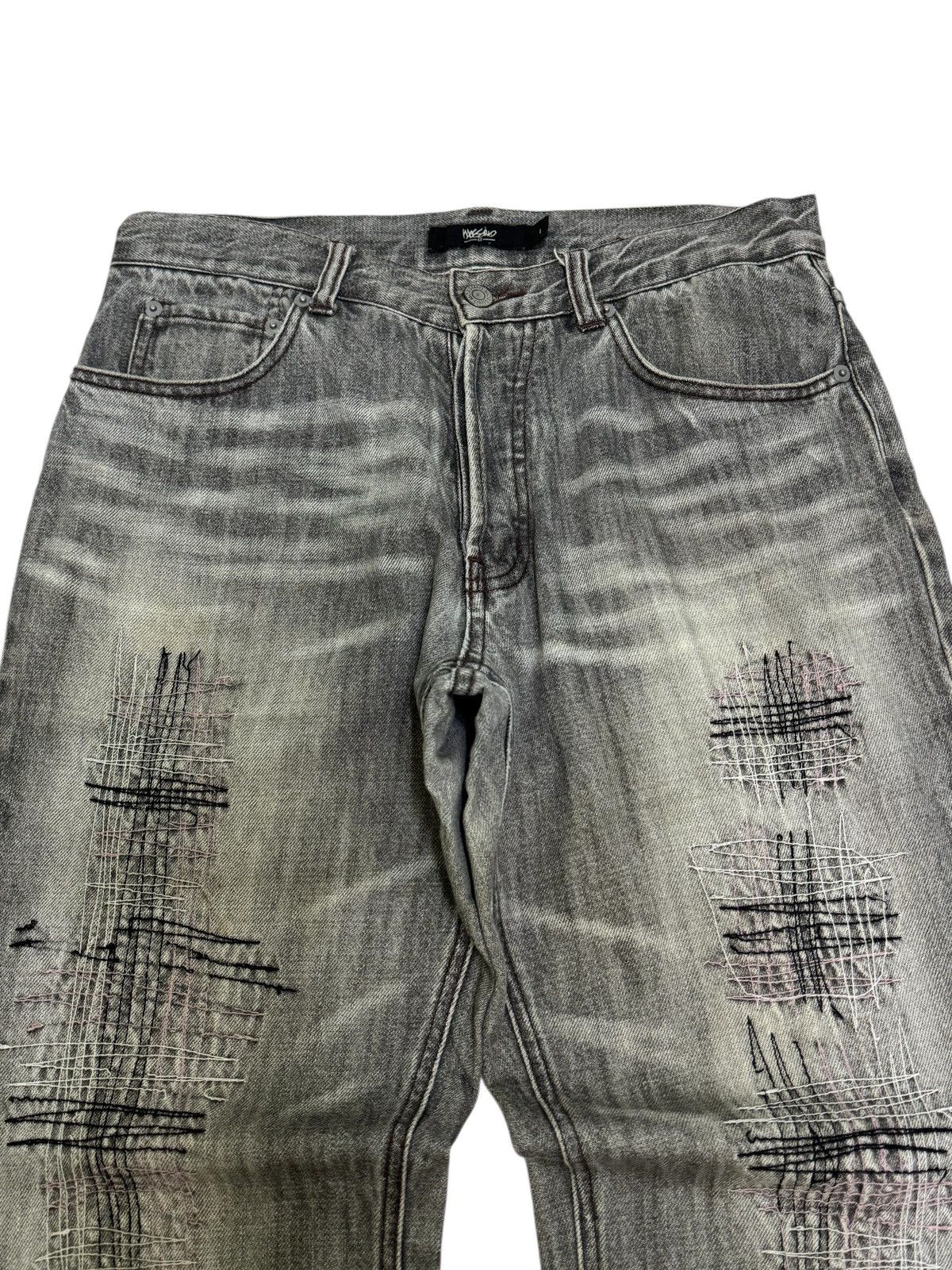 Japanese Brand Flare Mossimo Grey Distressed Pant Y2K Workwear Grunge Style Size US 30 / EU 46 - 3 Thumbnail