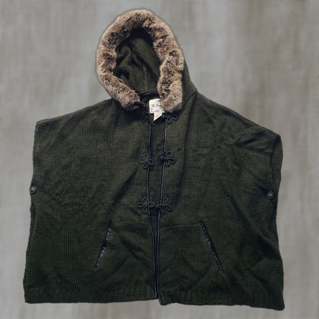 Hunter M Rena Cardigan Sweater Hooded Wool Blend Chunky-Knit Green One Size Women's Winter Sweater Size ONE SIZE - 1 Thumbnail