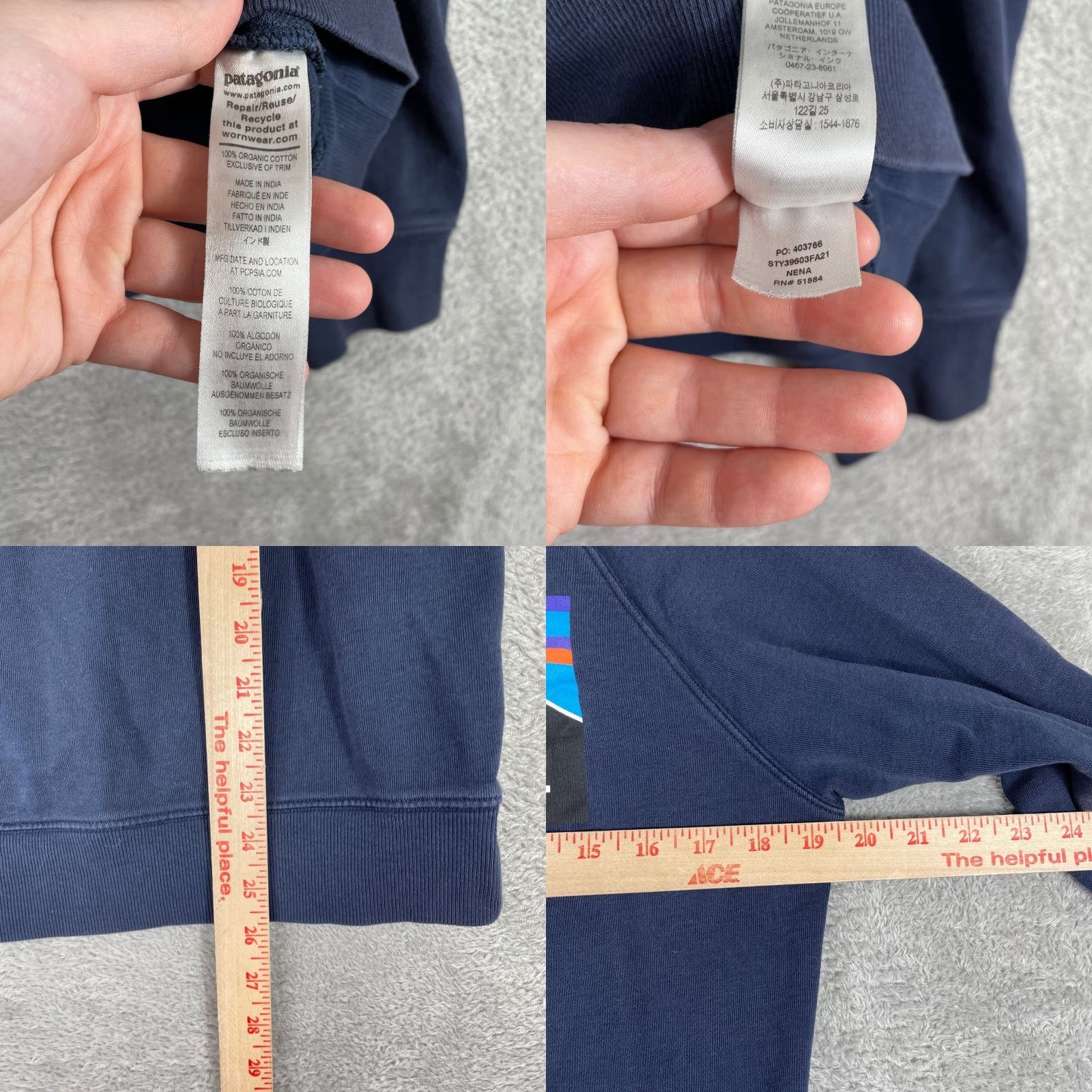 Patagonia Patagonia Sweatshirt Mens XS Navy Blue P-6 Logo Graphic Pullover Organic Cotton Size US XS / EU 42 / 0 - 8 Thumbnail