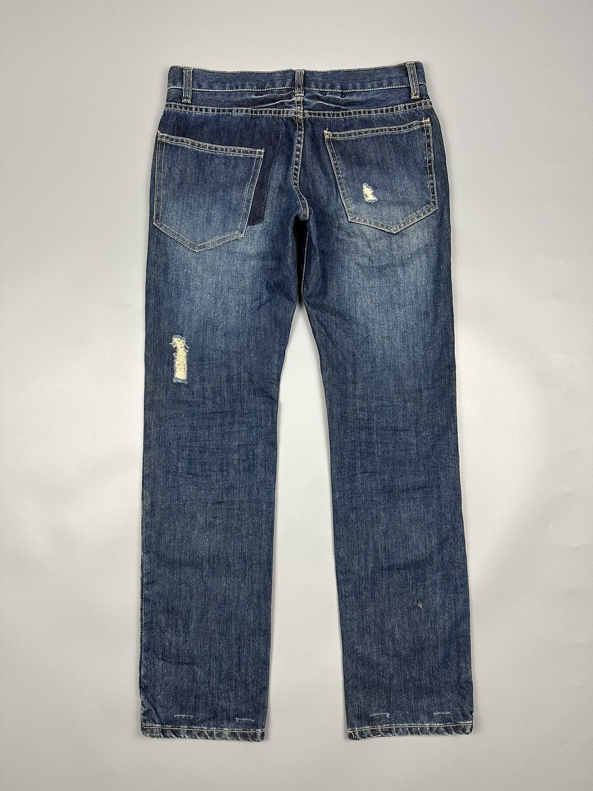 If Six Was Nine × Le Grande Bleu (L.G.B.) Distressed Japanese Brand Sashiko Patchwork Denim Size US 31 - 2 Thumbnail