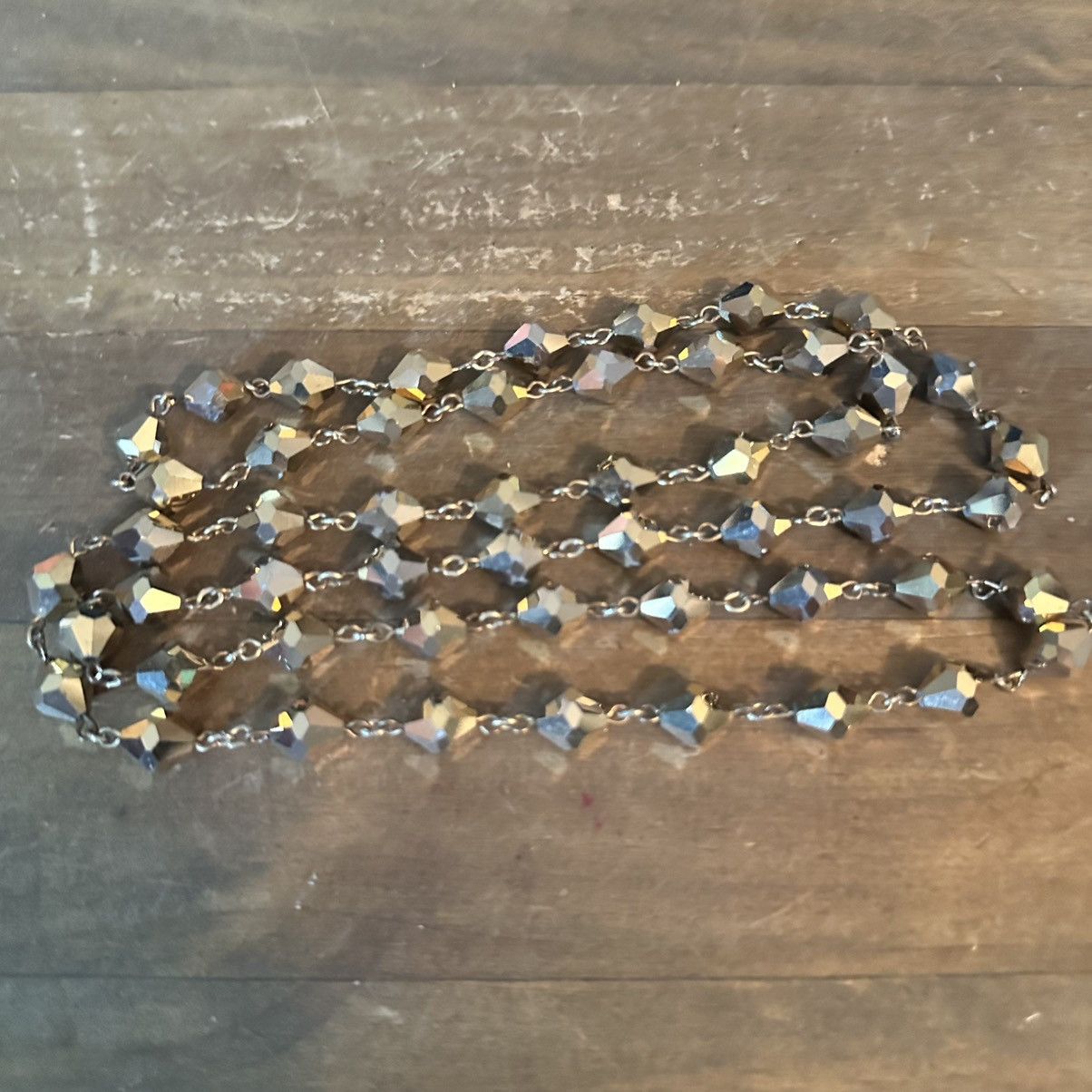 Vintage Vintage long metallic gold faceted glass bead chain necklace Size ONE SIZE - 2 Thumbnail