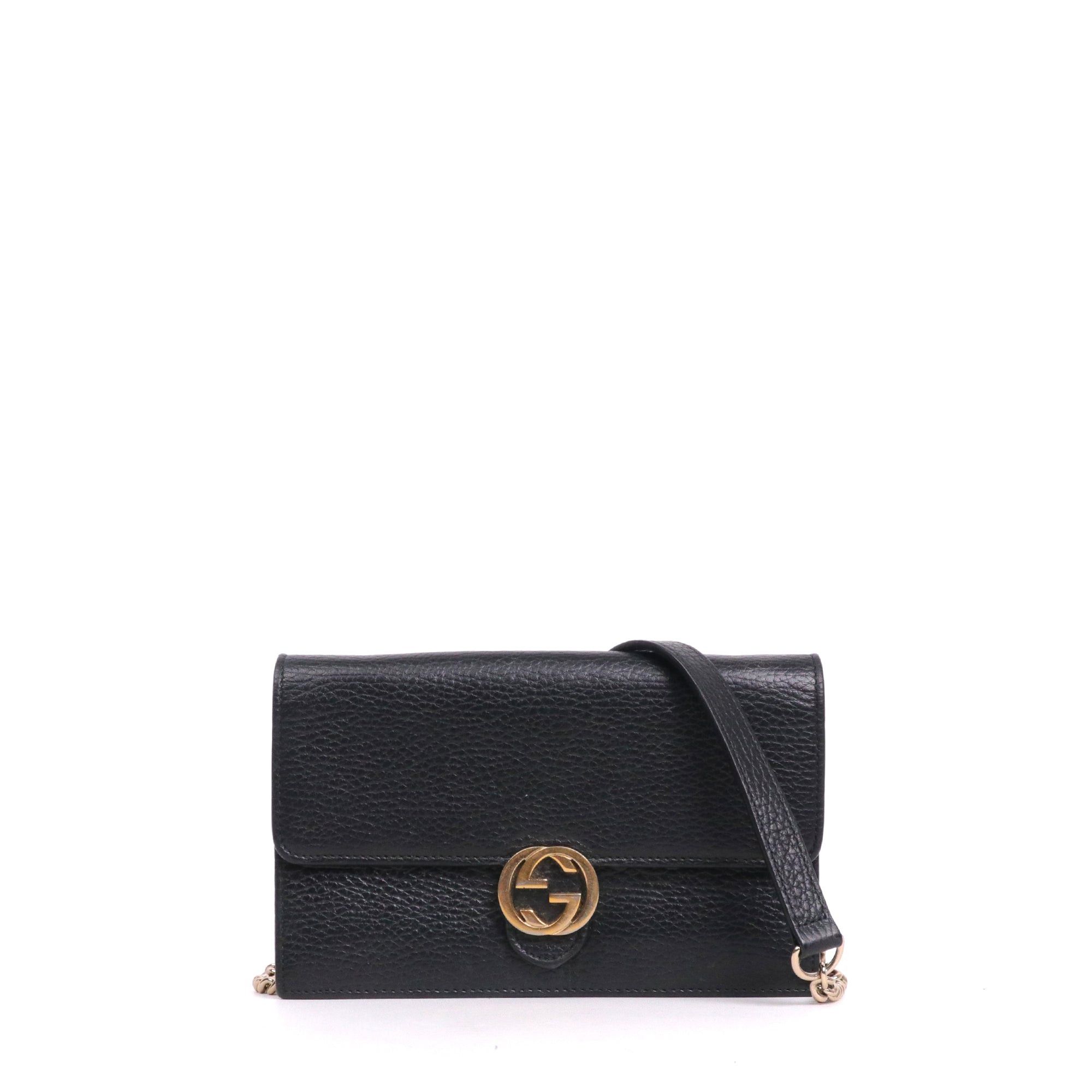 Gucci GUCCI - Gucci Interlocking shoulder bag in black grained leather Size ONE SIZE - 1 Thumbnail