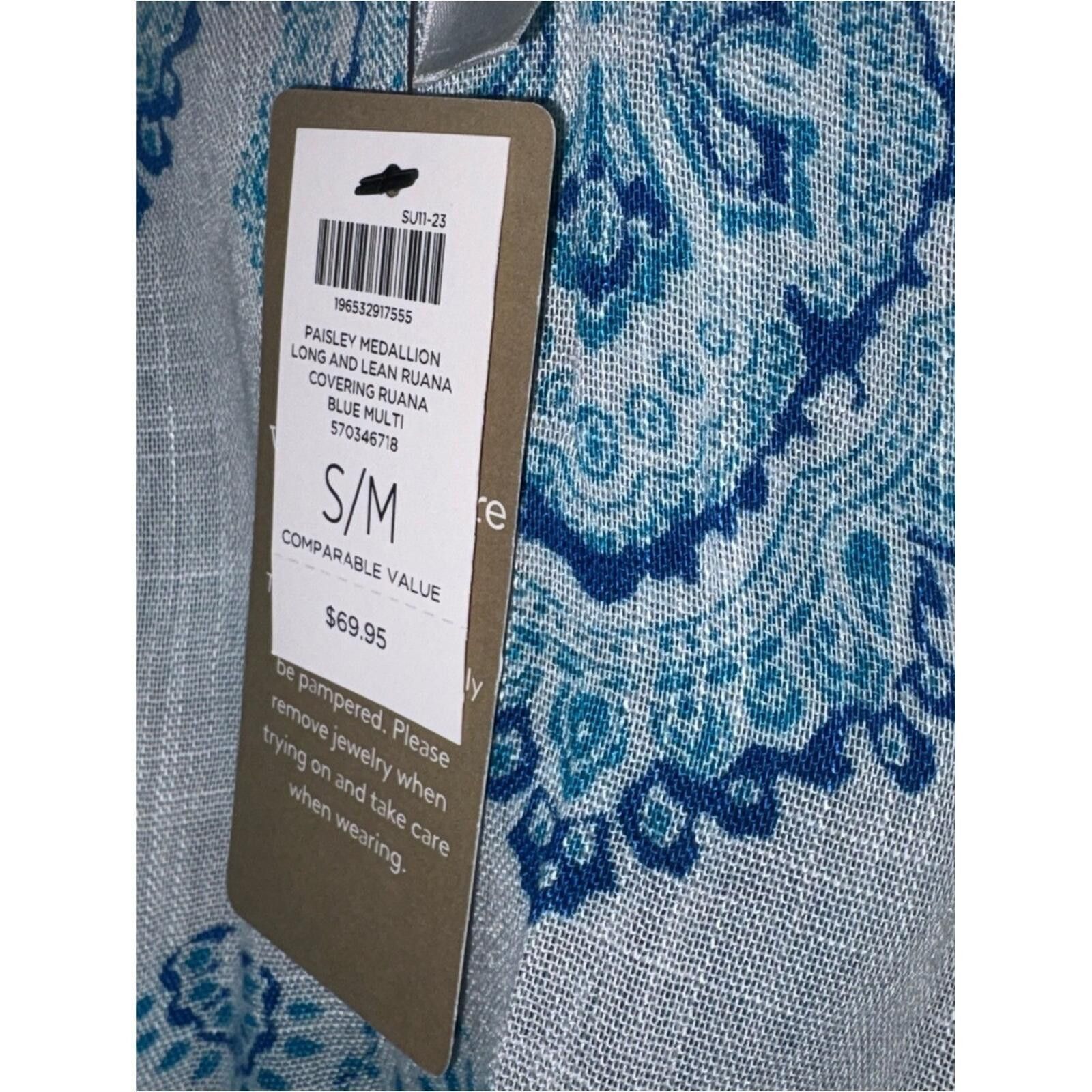Chicos Blue Paisley Lightweight Kimono Cardigan Size M / US 6-8 / IT 42-44 - 3 Thumbnail