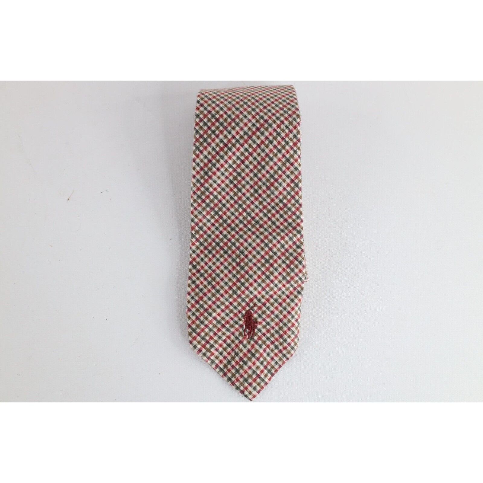 Polo Ralph Lauren × Vintage Vintage 90s Ralph Lauren Hand Made Cotton Plaid Neck Tie Size ONE SIZE - 1 Thumbnail