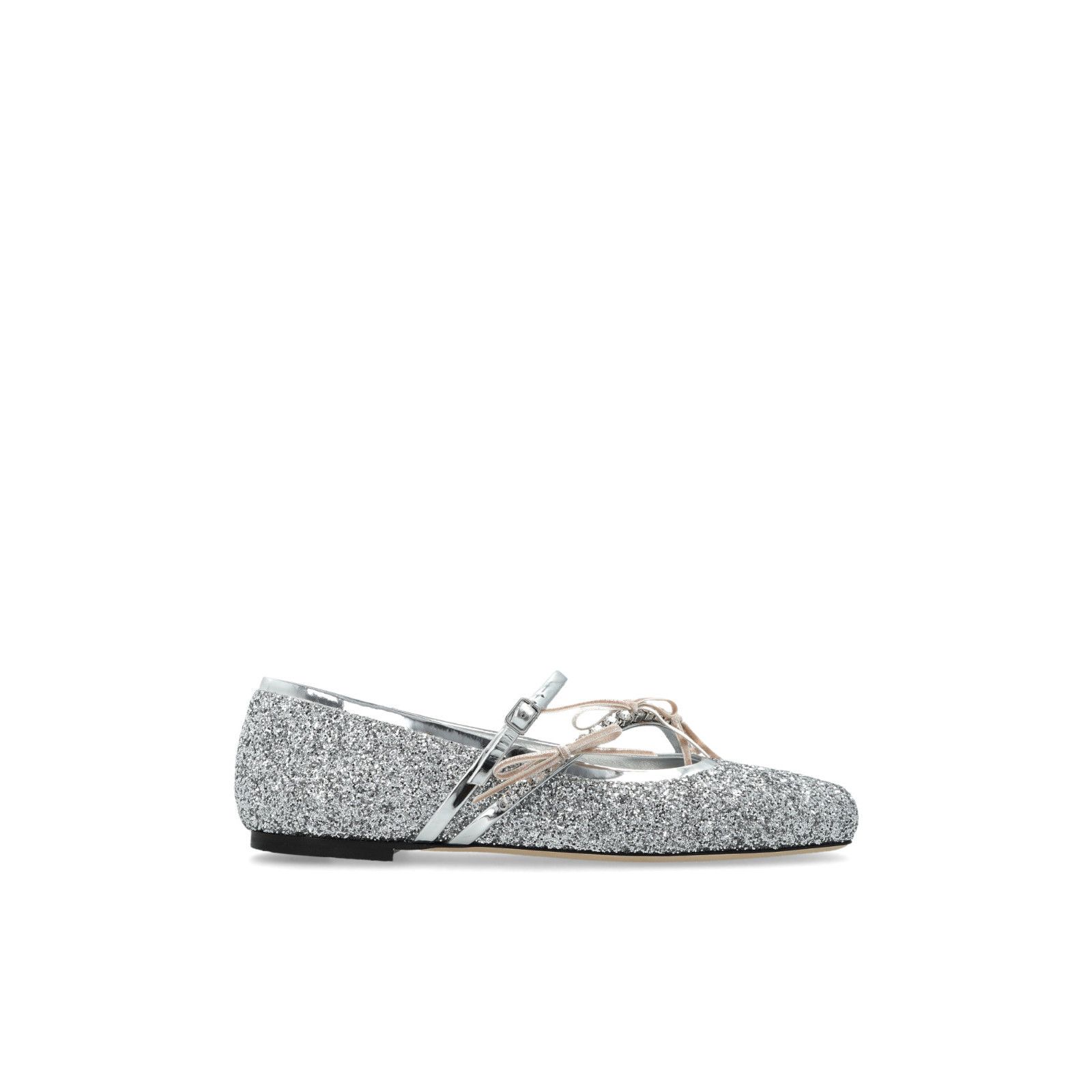 JIMMY CHOO 'Loli' Silver Ballet Flats New & Authentic (Women