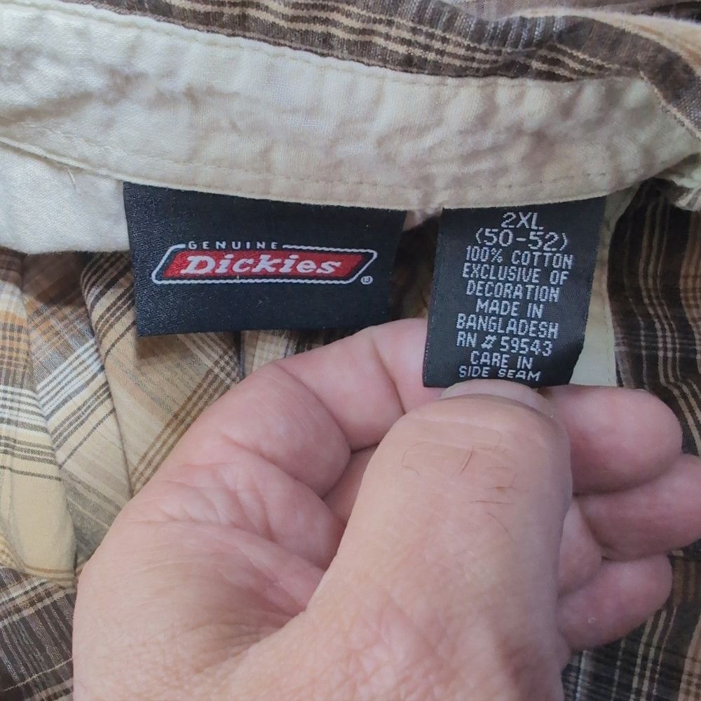 Dickies Dickies Brown and Yellow Sz 2XL Casual Button Down Shirt Size US XXL / EU 58 / 5 - 5 Thumbnail