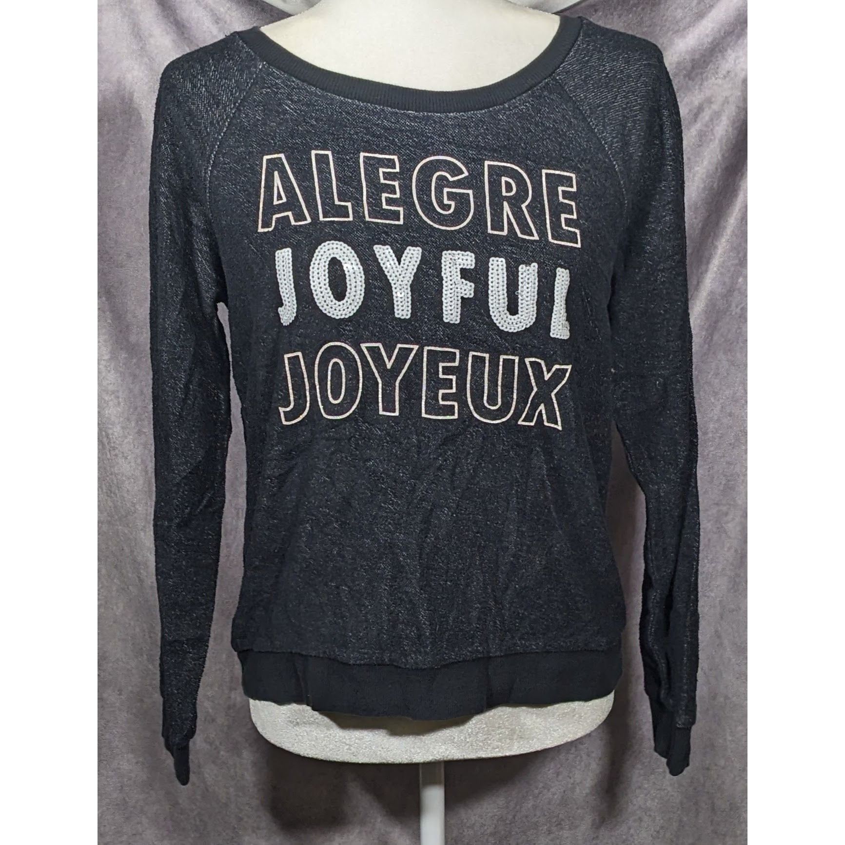 Other Xhilaration Black And White Sequin Joyful Sweatshirt Size S / US 4 / IT 40 - 5 Thumbnail