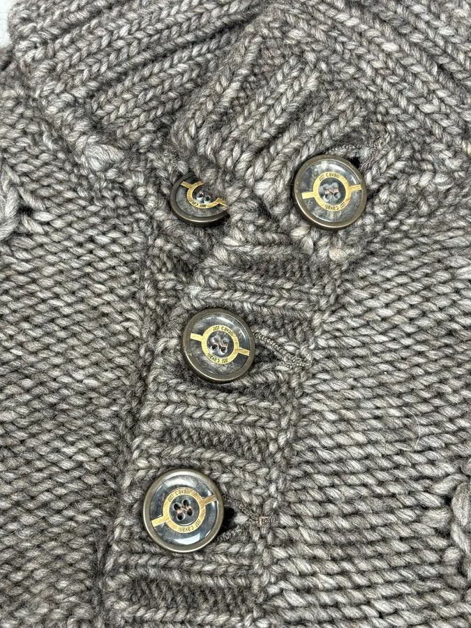 Roberto Cavalli AW2007 Cavalli Grey Wool Cable Knit Logo Buttoned Sweater Size US M / EU 48-50 / 2 - 7 Thumbnail