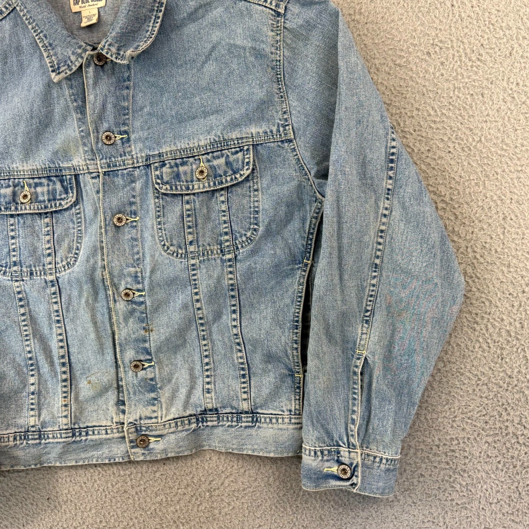 Gap VINTAGE Gap Blue Jean Jacket Men Large Denim Button Up Pocket Trucker Preppy Y2K Jeans Jacket 90s Classic Mens Size US 33 - 7 Thumbnail