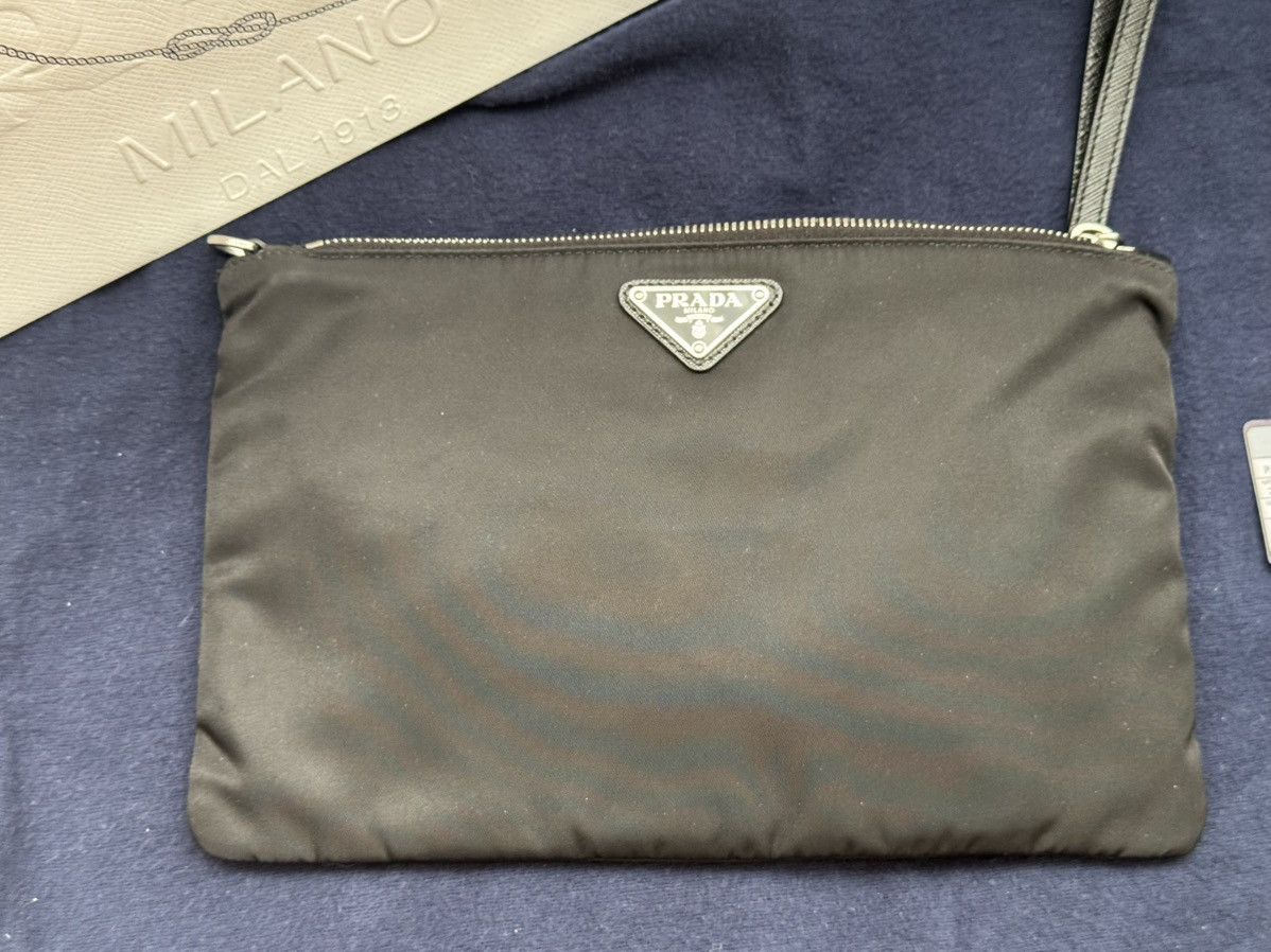 Prada Prada Re-Nylon & Saffiano Leather Pouch Black Size ONE SIZE - 3 Thumbnail