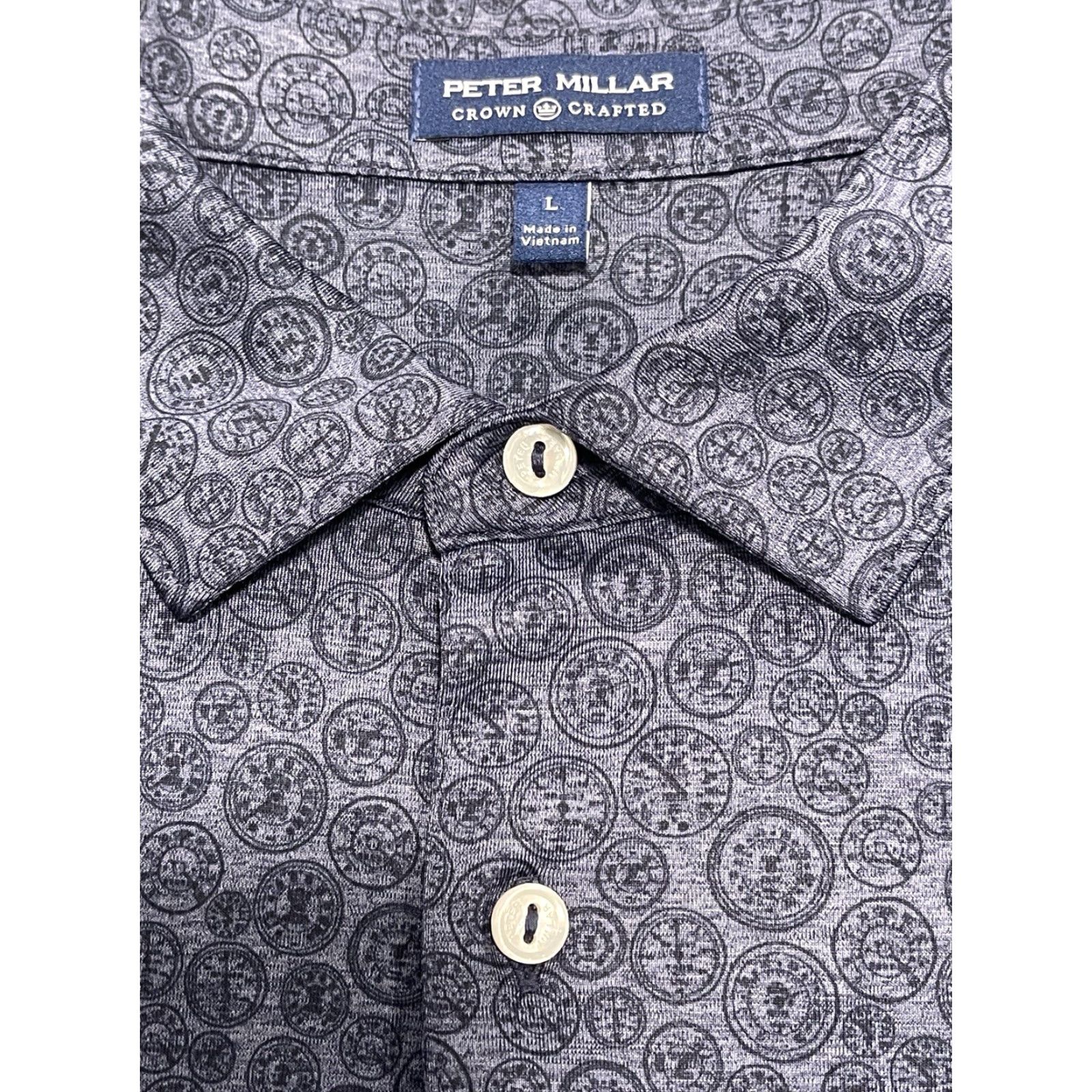 Peter Millar Peter Millar Crown Crafted Shirt Mens Large Clock Pattern Polo Size US L / EU 52-54 / 3 - 5 Thumbnail