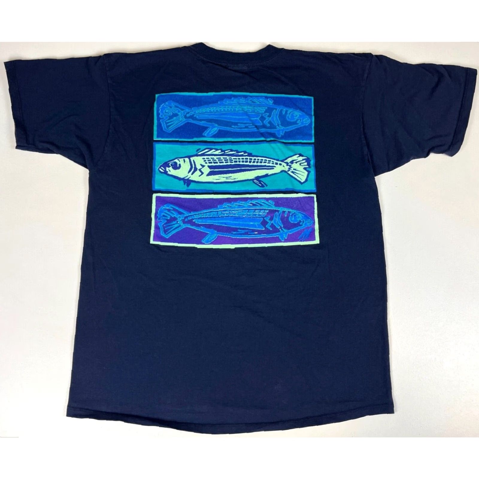Vintage VINTAGE M Sport T-Shirt XL Navy Fish Double-Sided Men Size US XL / EU 56 / 4 - 2 Thumbnail