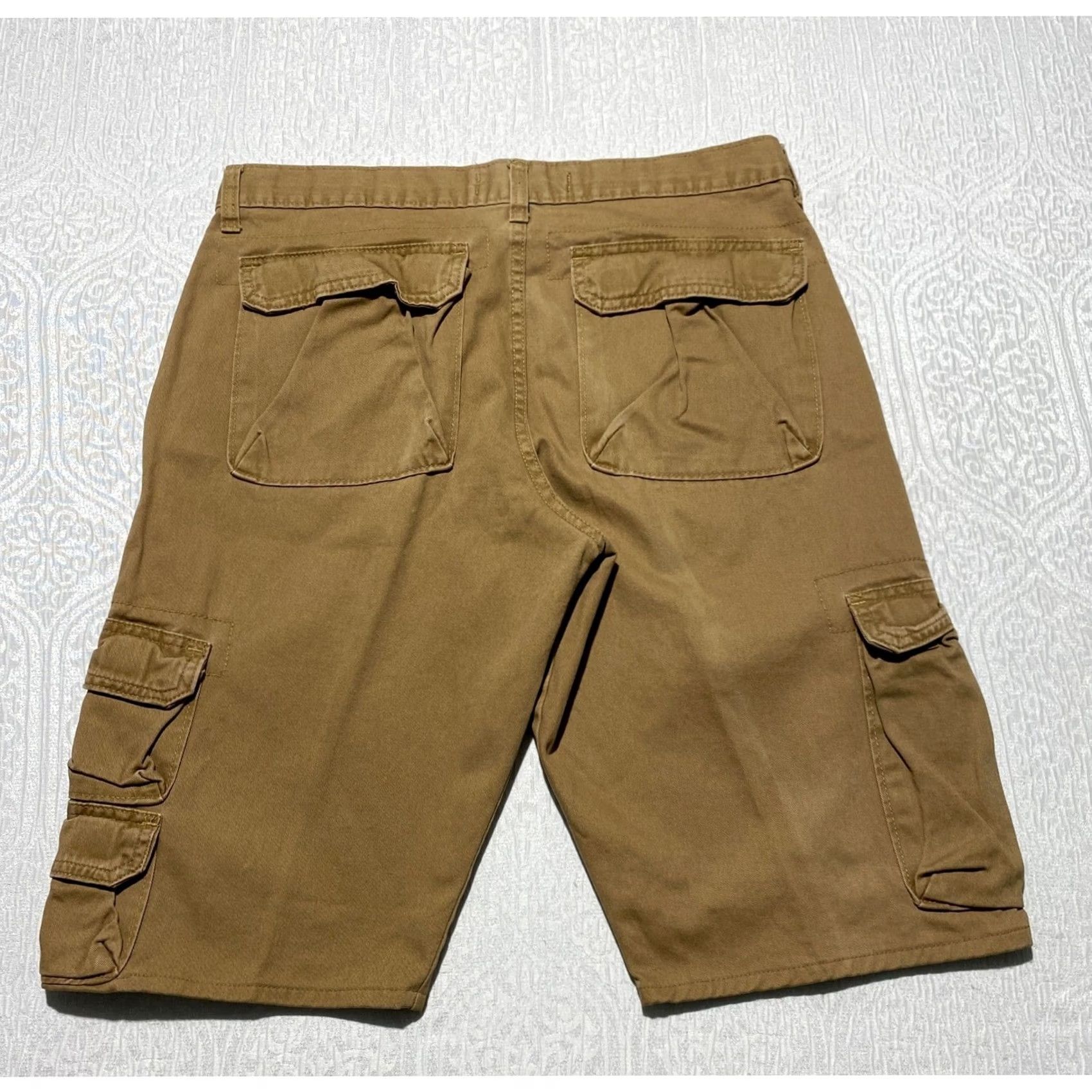 Wrangler Wrangler Cargo Shorts Mens Brown Cotton Twill 32 Regular 6-Pocket Utility Workwear Button Closure Tan Size US 32 / EU 48 - 3 Thumbnail