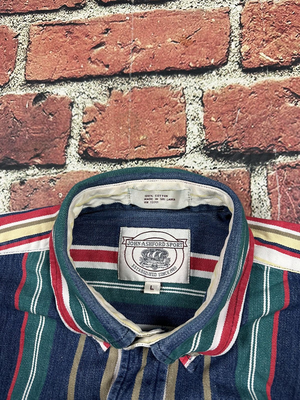 John Ashford × Vintage Vintage John Ashford Sport Shirt Long Sleeve Button Down 90s Size US L / EU 52-54 / 3 - 7 Thumbnail
