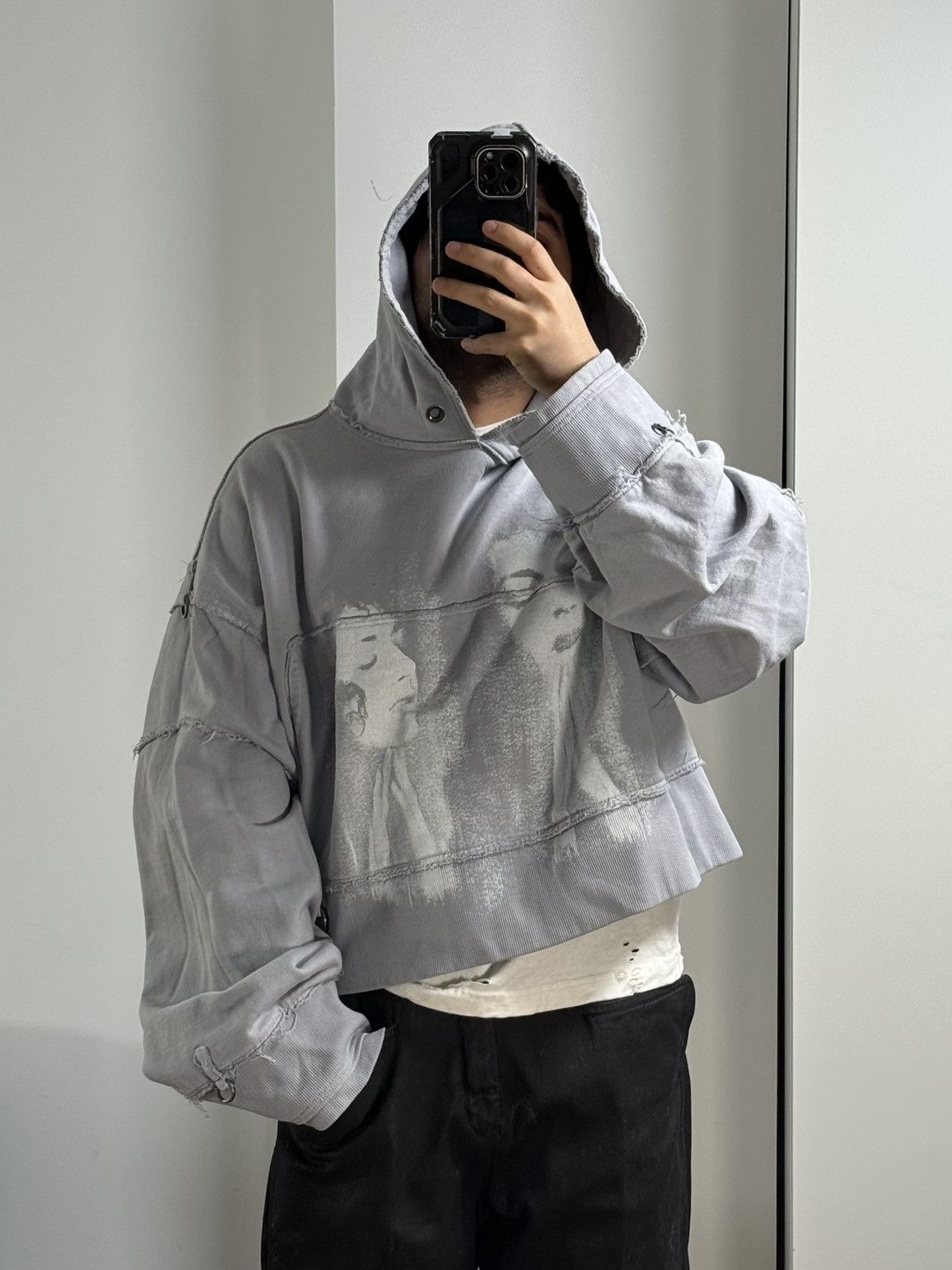 SHINE LUXURY RARE “MARTYR LOREM” Cropped Bondage Hoodie - Light Lavander Size US L / EU 52-54 / 3 - 5 Thumbnail
