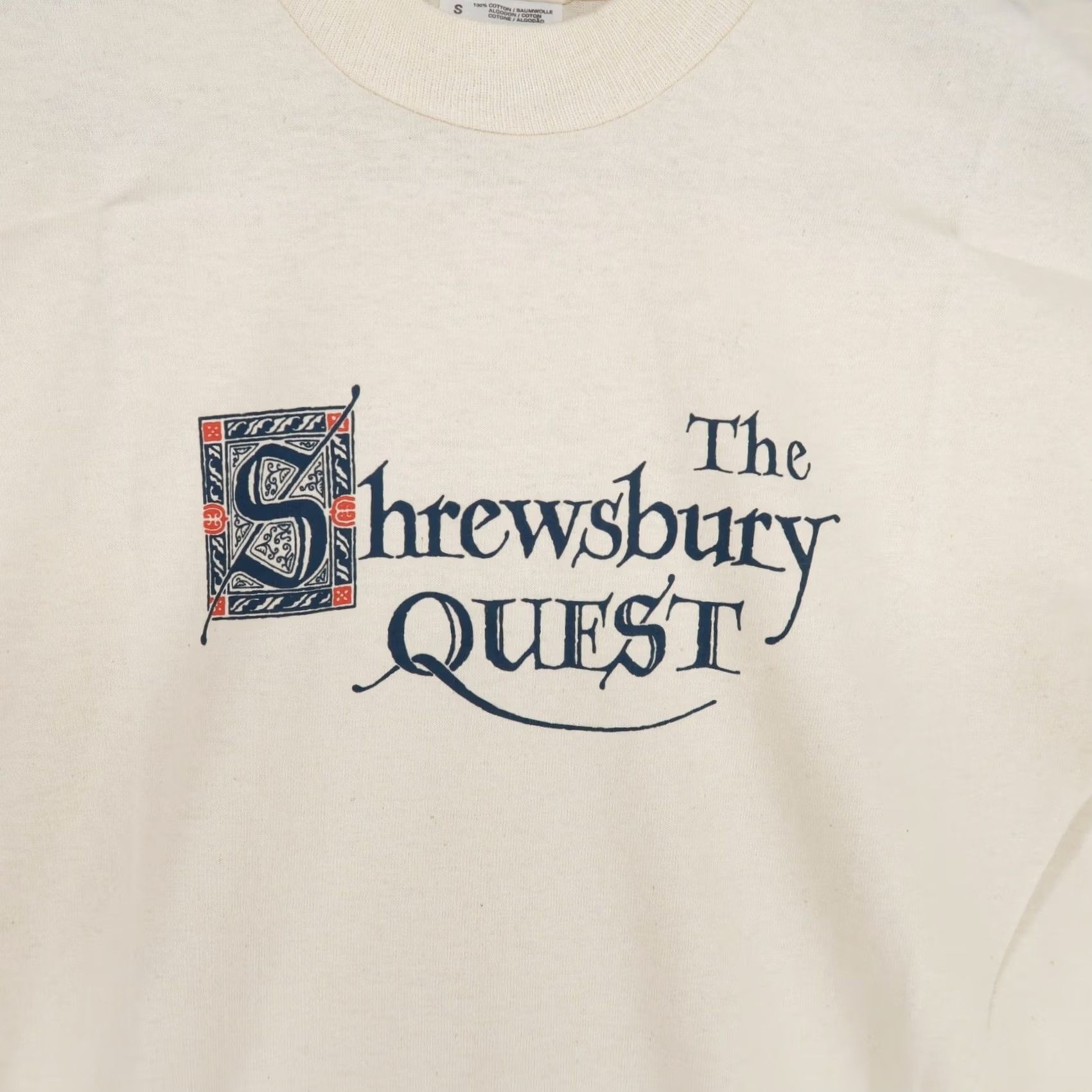 Fruit Of The Loom VINTAGE The Shrewsbury Quest T Shirt Men S Ivory Cream Short Sleeve Crew Neck Graphic 100% Cotton 58742a Size US S / EU 44-46 / 1 - 3 Thumbnail