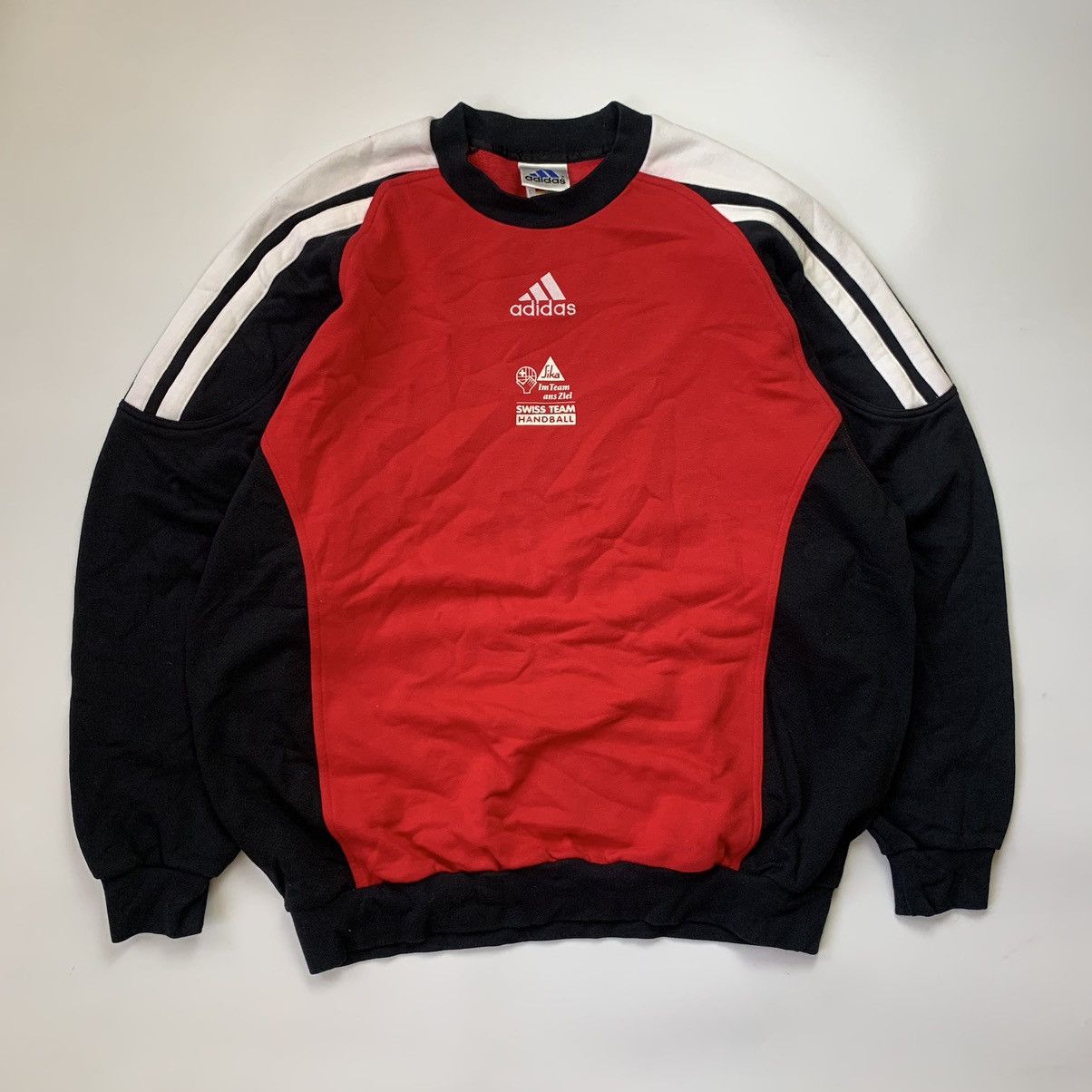 Adidas 90s Vintage Adidas Black/Red Sweatshirt Size US XL / EU 56 / 4 - 1 Thumbnail