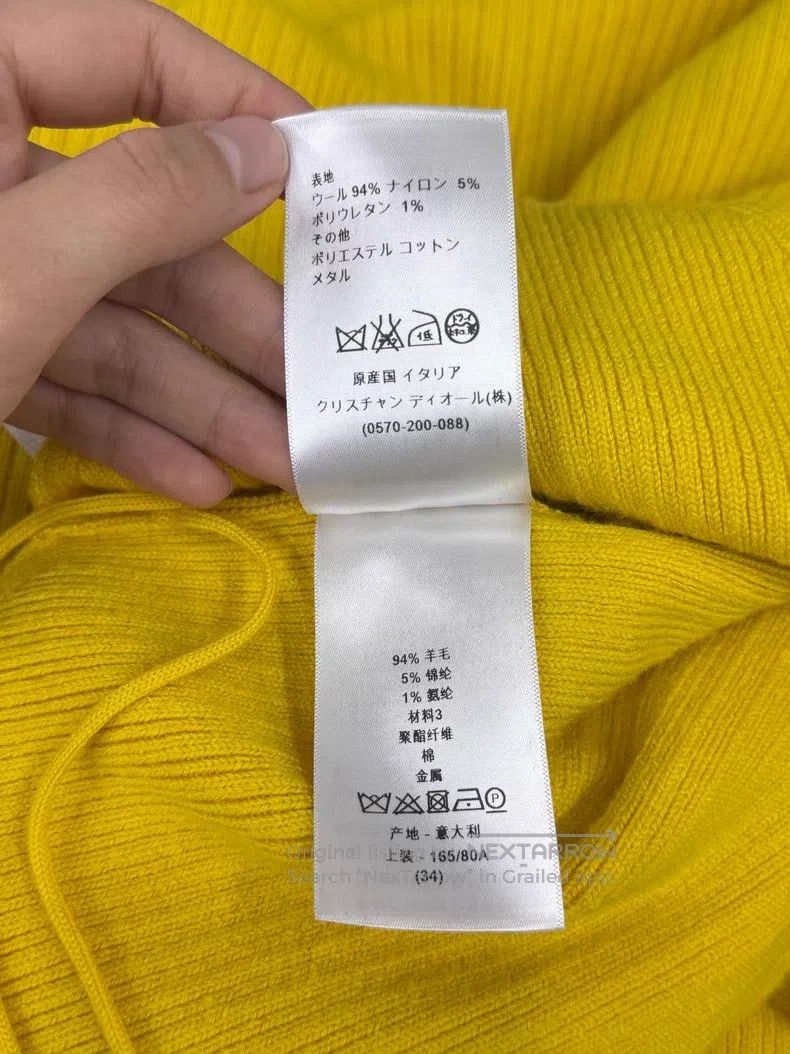 Dior Dior Yellow V-neck tie-up knitted dress Size XXS / US 00 / IT 34 - 6 Thumbnail