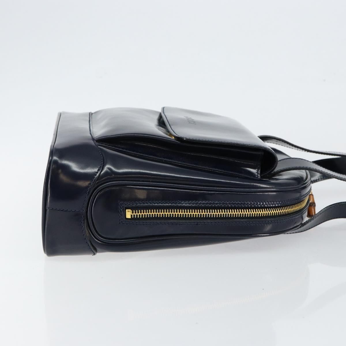 Gucci GUCCI Bamboo Shoulder Bag Patent Leather Navy Gold 001 2113 Size ONE SIZE - 4 Thumbnail