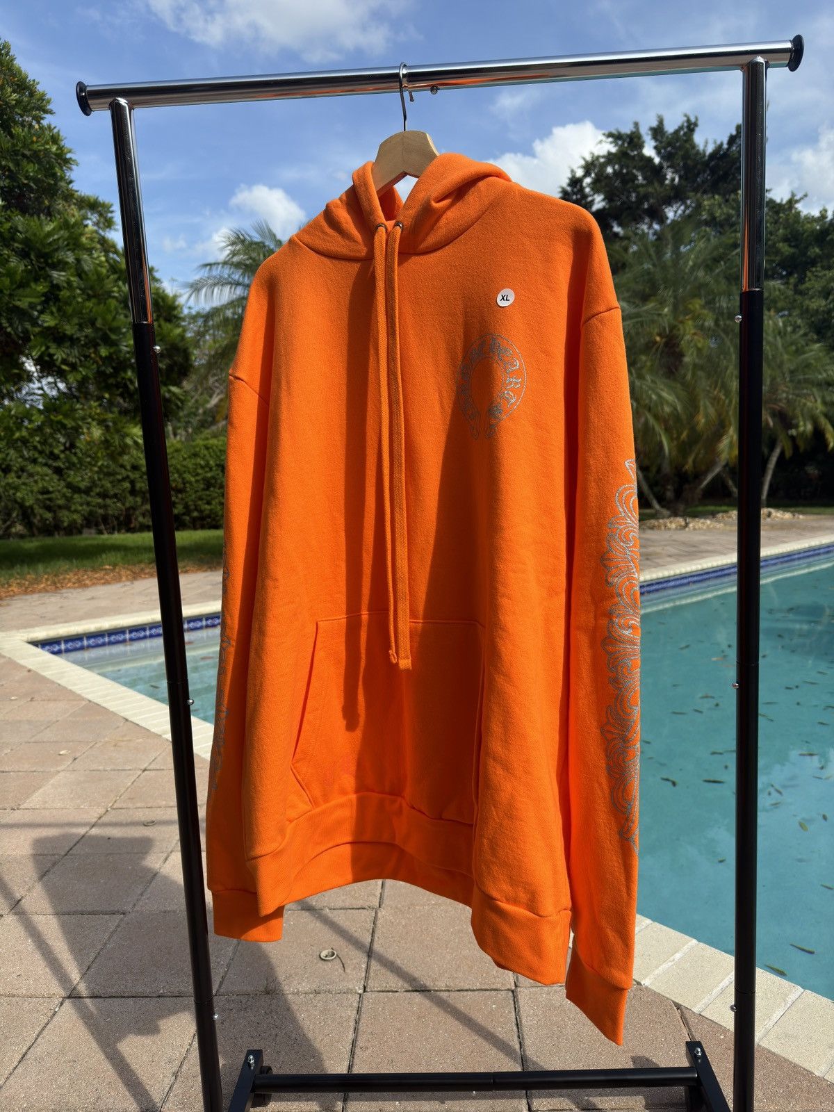 image of Chrome Hearts Orange Ultra Miami Hoodie Floral Size Xl, Men's