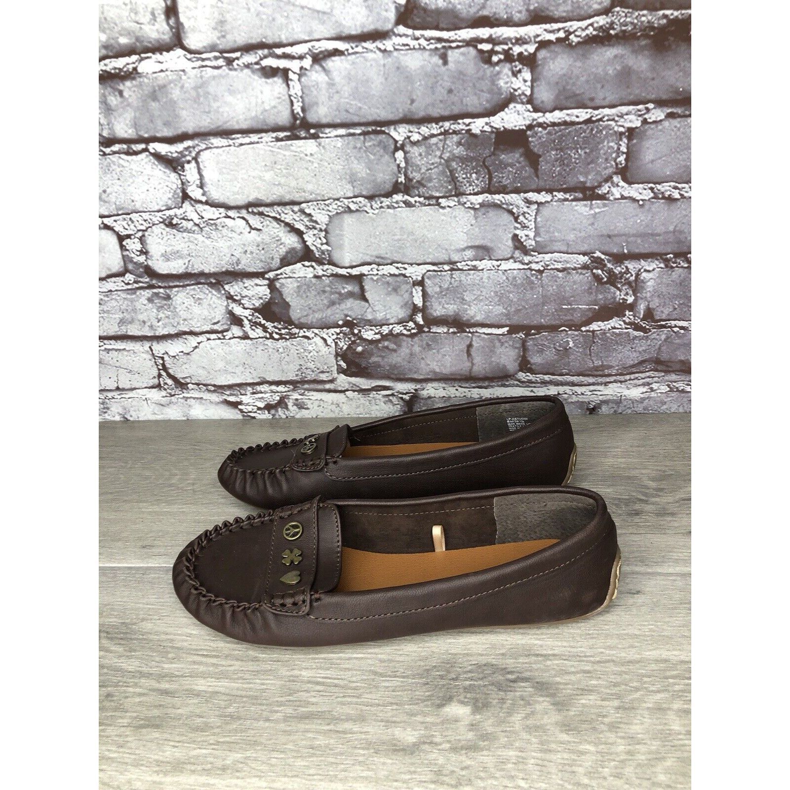 Lucky Brand Lucky Brand LP-Astuddi Brown Leather Peace Heart Clover Loaf Size US 8 / IT 38 - 1 Thumbnail