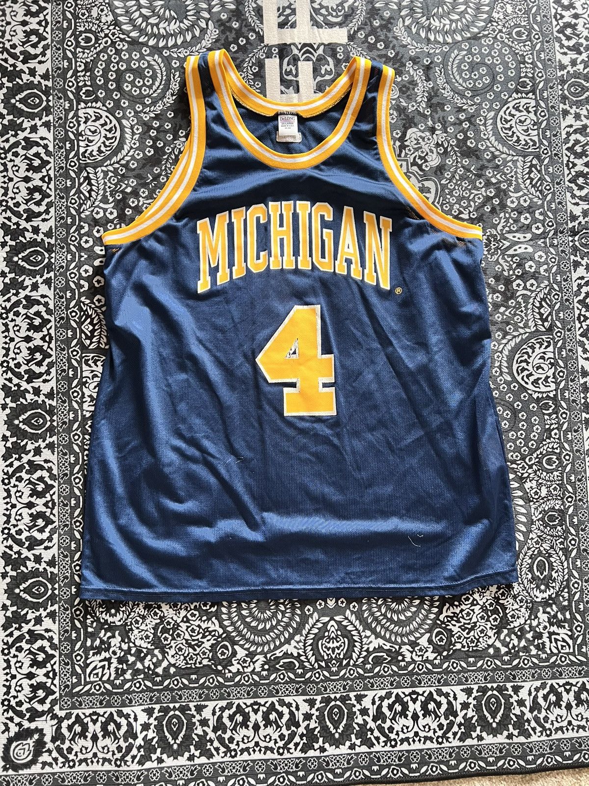 image of Vintage Michigan Wolverines Chris Webber Jersey in Navy, Men's (Size 2XL)