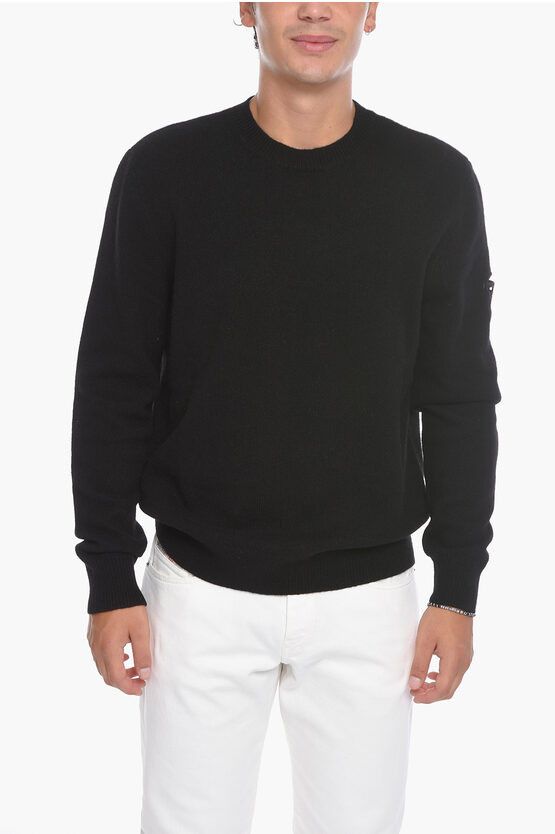 image of Diesel Crew-Neck K-Olby Sweater With Cut-Out Detail in Black, Men's (Size XL)