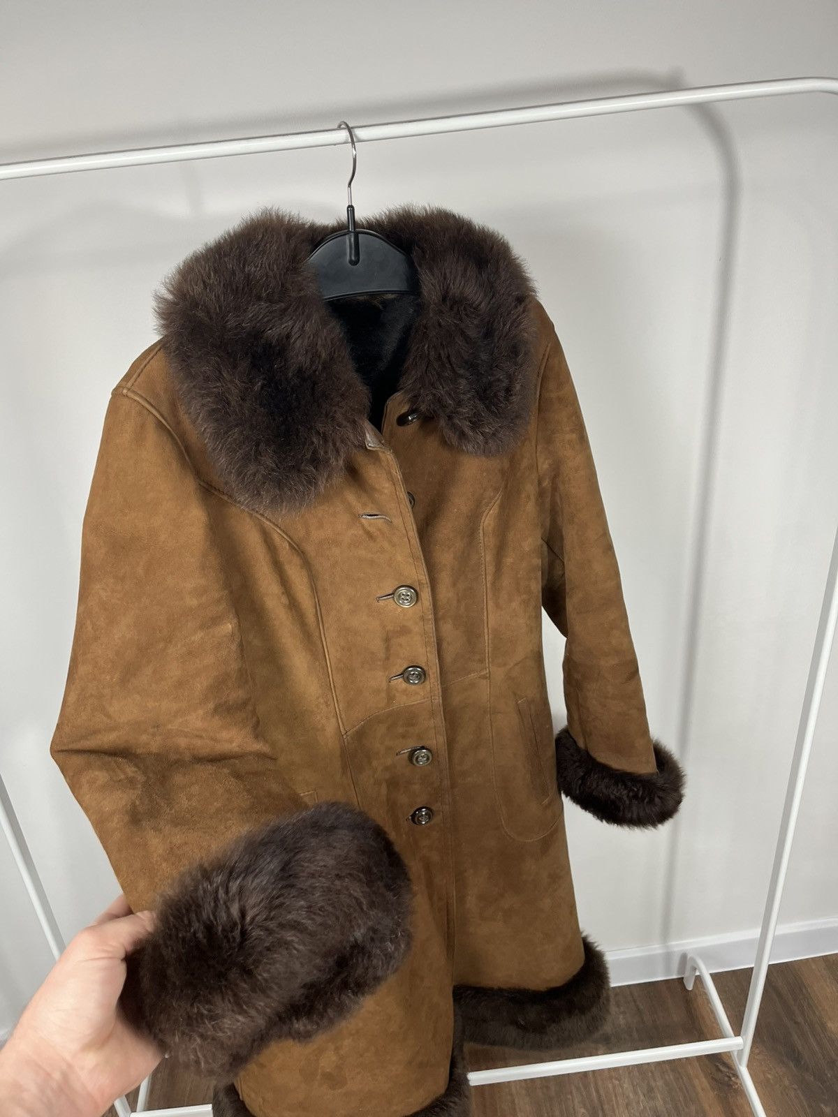 Other Vintage Brown Sheepskin Shearling Coat Real Fur Lined Women Size M / US 6-8 / IT 42-44 - 6 Thumbnail