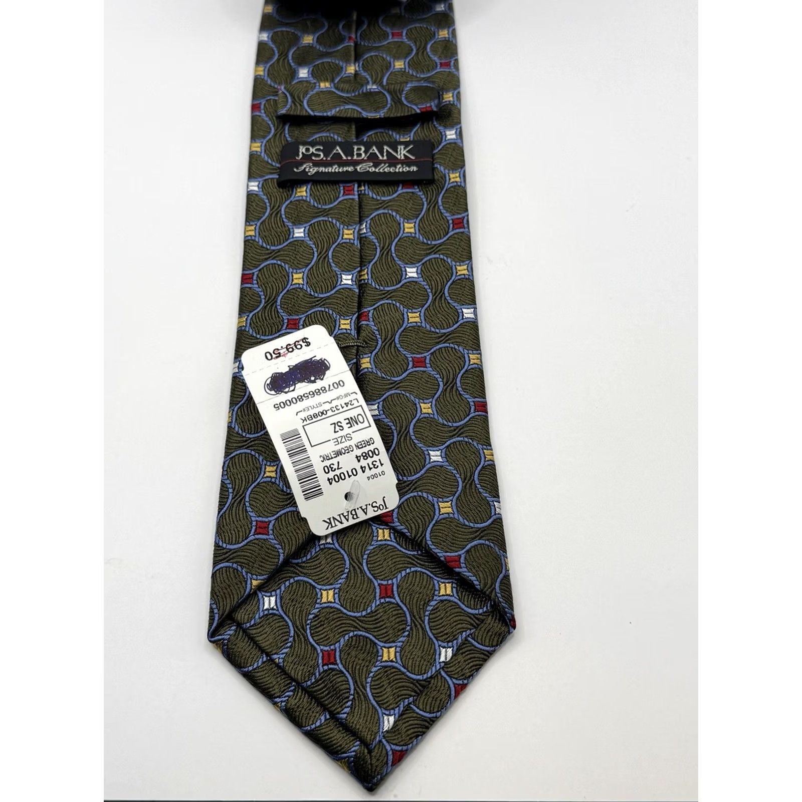 Jos. A. Bank JOS A BANK Signature Collection Tie, 100% Silk, Geometric Pattern, Multicolor, NWT, Logo, Men, One Size Size ONE SIZE - 3 Thumbnail
