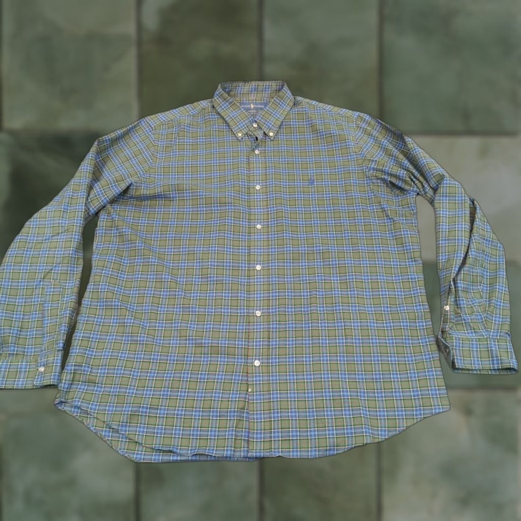 Ralph Lauren Ralph Lauren Shirt Mens 2XL XXL Green Blue Plaid Button Up Casual Classic Fit Size US XXL / EU 58 / 5 - 1 Thumbnail