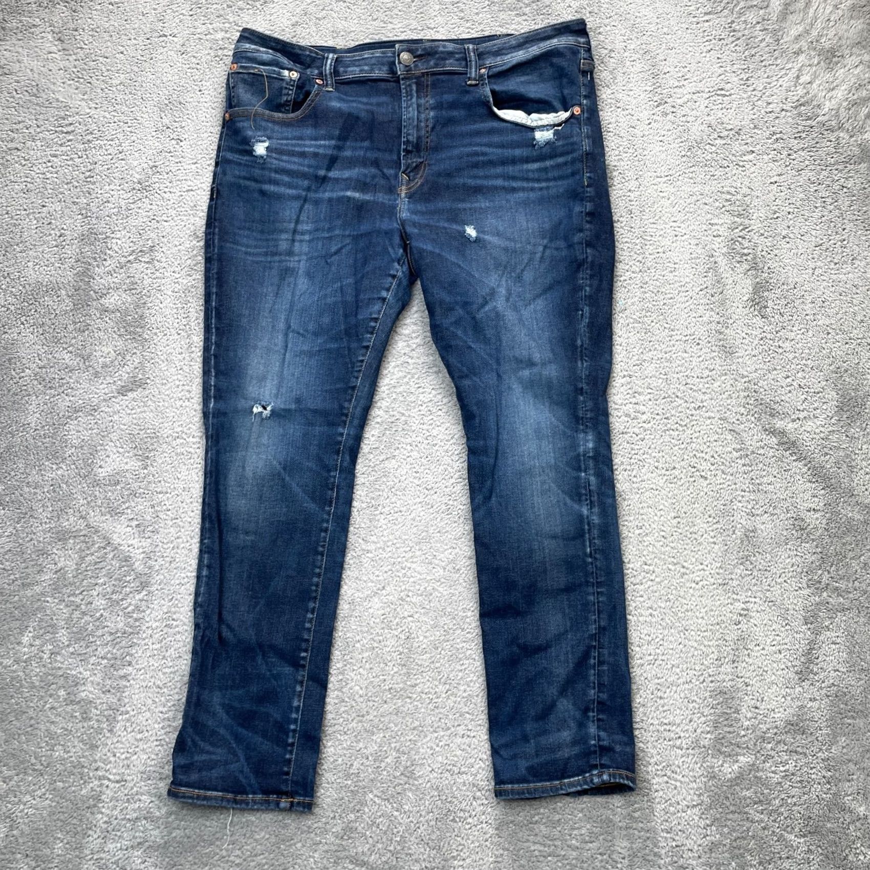 American Eagle Outfitters VINTAGE American Eagle Outfitters Jeans Mens 38x30 Blue AirFlex 360 Skinny Distressed (Note: Original had no vintage; included for format only) Size US 36 / EU 52 - 2 Thumbnail