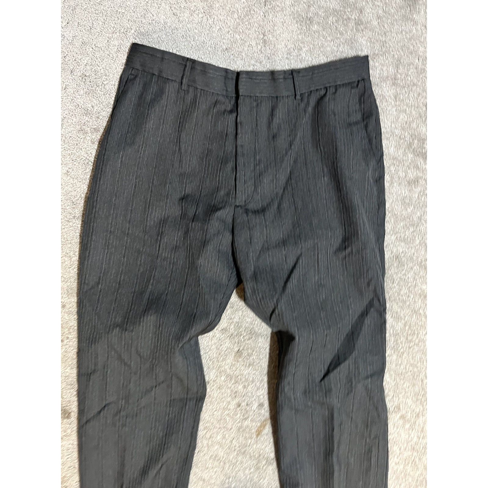 Perry Ellis Perry Ellis Pants Men Gray Flat Front Modern Fit 36x32 Cargo Slim Straight Twill Cotton Belt Loops Pocket 8 in Inseam 32 in Size US 36 / EU 52 - 4 Thumbnail